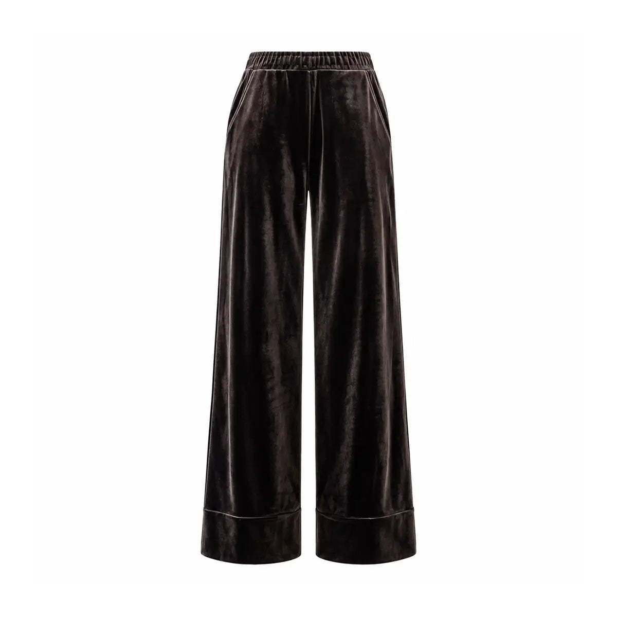 AIDA, pantalone palazzo in ciniglia marrone.