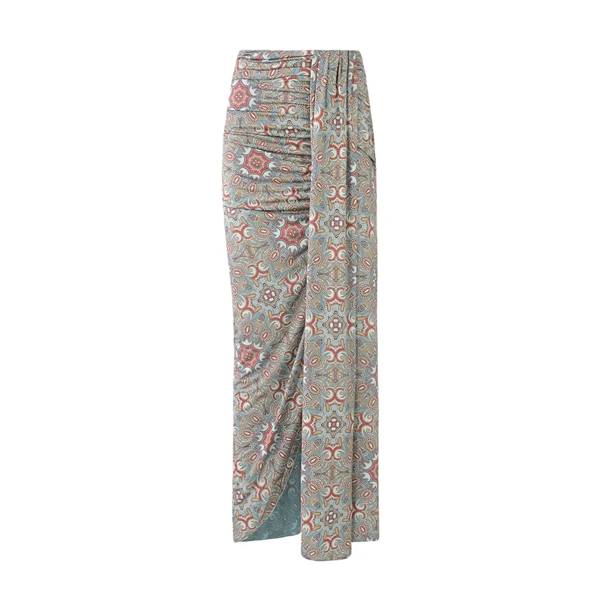 AMANDA gonna in lycra fantasia Vietri di Alessandra Gallo con spacco - elegante gonna Made in Italy -Stretch Collection - vista frontale