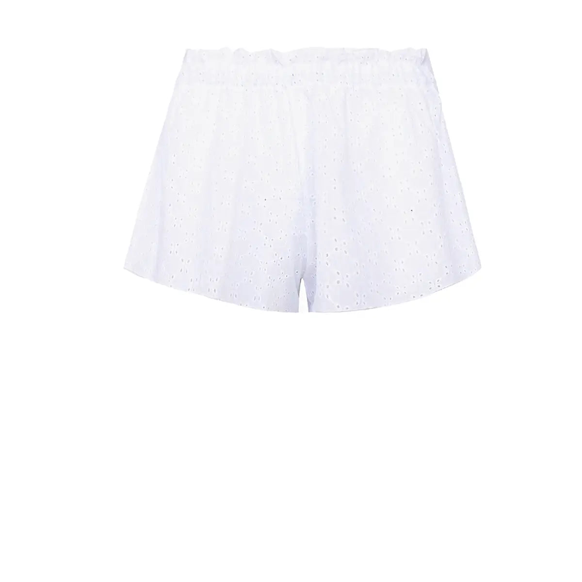shorts AMARANTA di Alessandra Gallo con elastico in vita in cotone Sangallo - Made in Italy - Broderie Collection - vista frontale