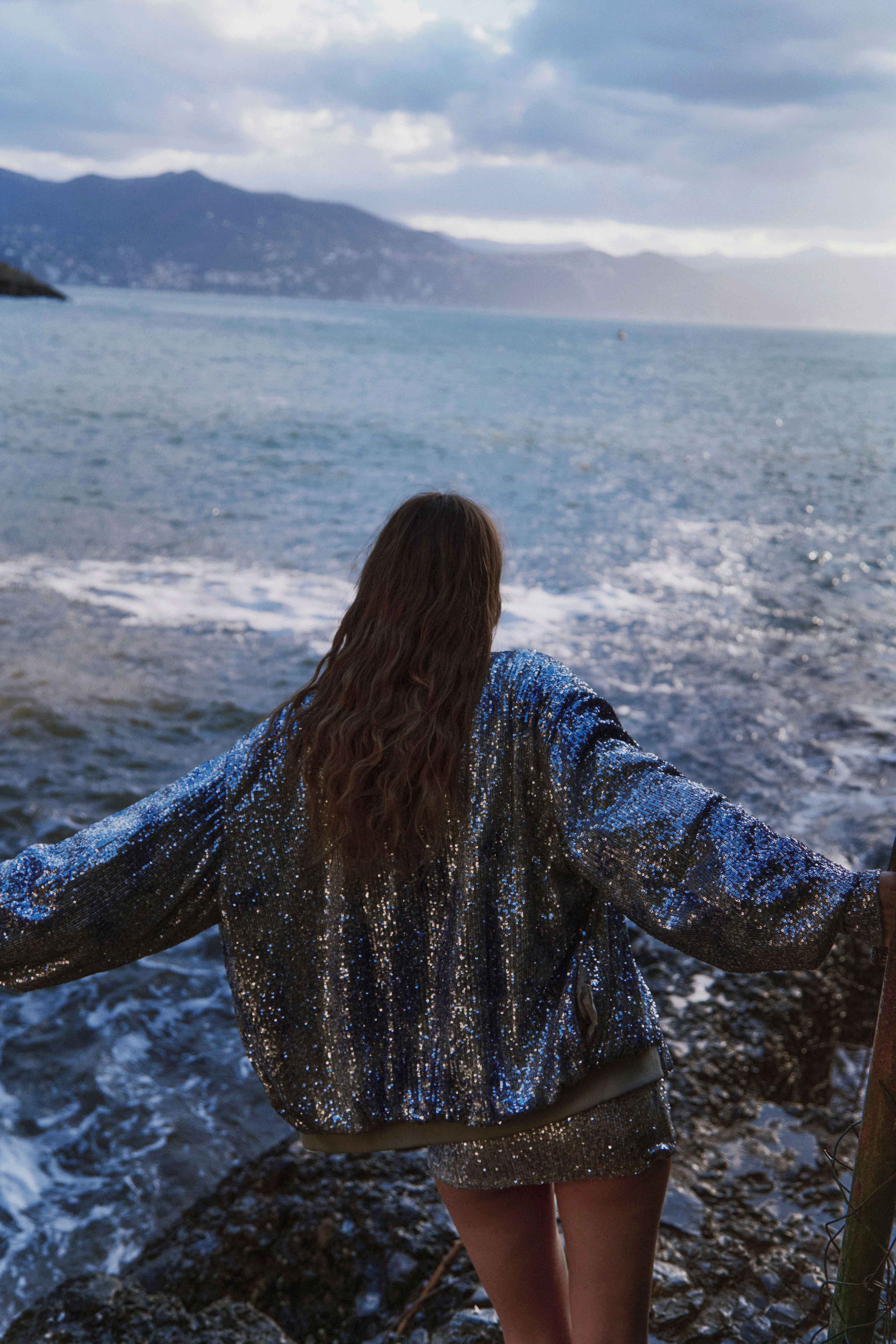 BOMBER - Piumino in Paillettes Melange