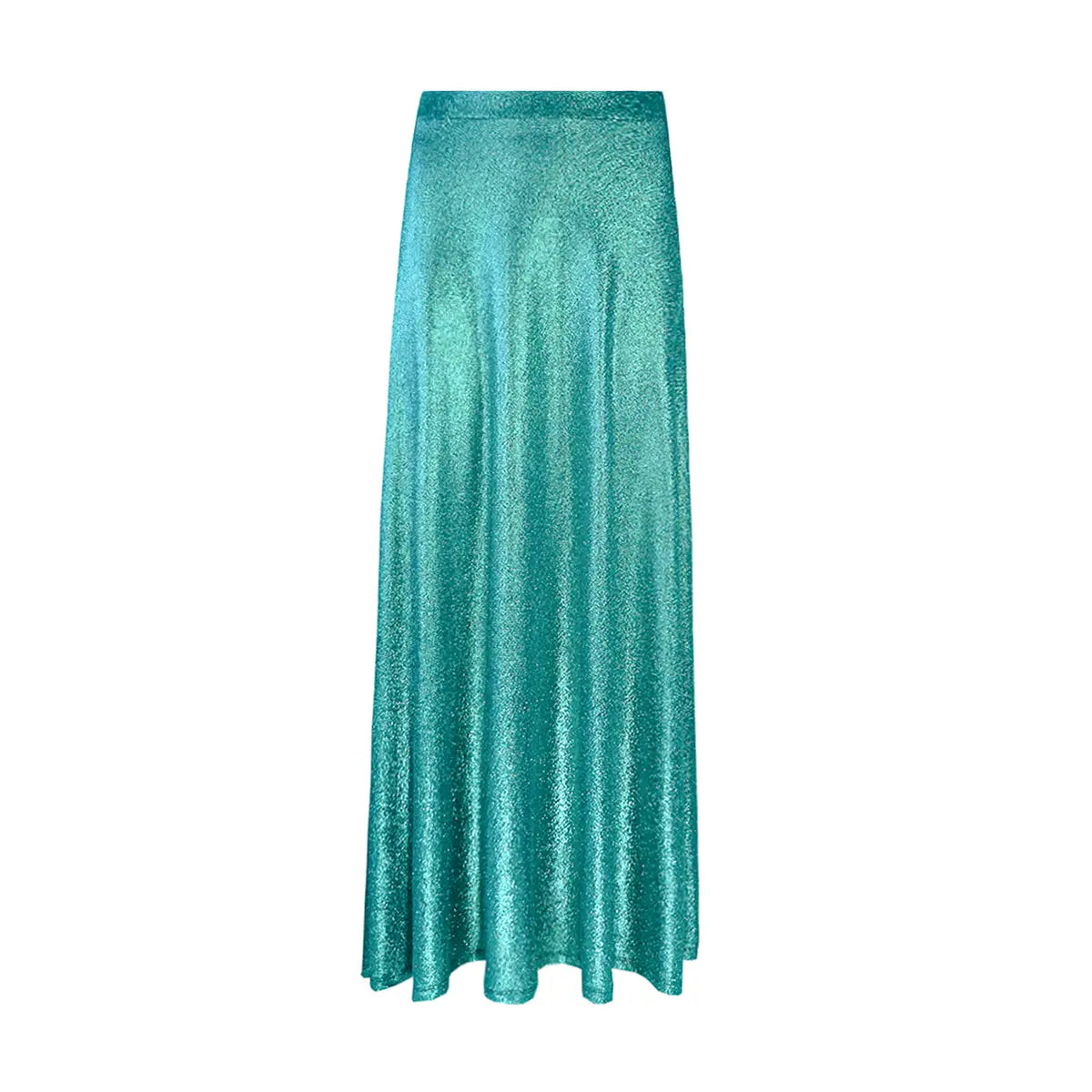 Gonna lunga in lurex verde TOSCA con vita elasticizzata e linea fluida – Alessandra Gallo