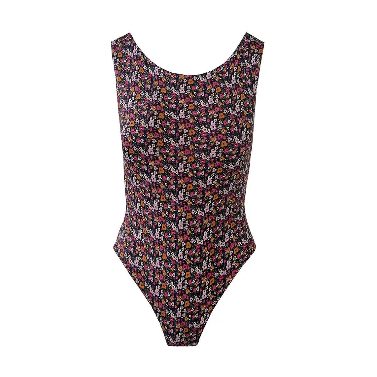 ILENIA body in lycra fantasiaWild Flower di Alessandra Gallo - elegante body Made in Italy -The Stretch Collection - vista frontale