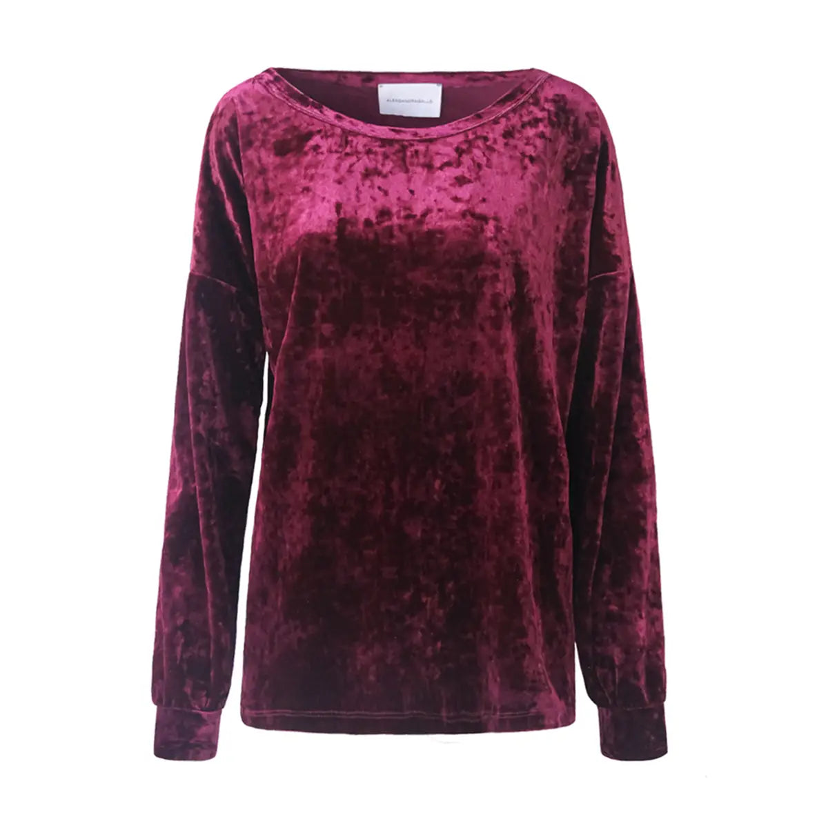 Felpa LAVINIA di Alessandra Gallo in ciniglia martellata bordeaux con scollo barchetta e maniche lunghe - vista frontale - Day&Night Collection