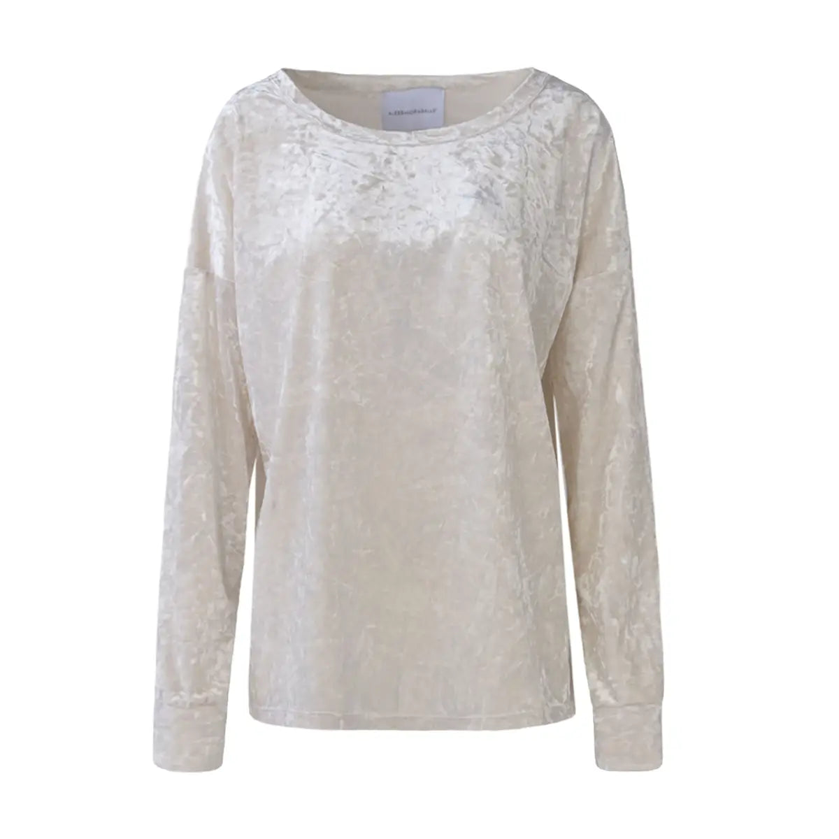 Felpa LAVINIA di Alessandra Gallo in ciniglia martellata crema con scollo barchetta e maniche lunghe - vista frontale - Day&Night Collection