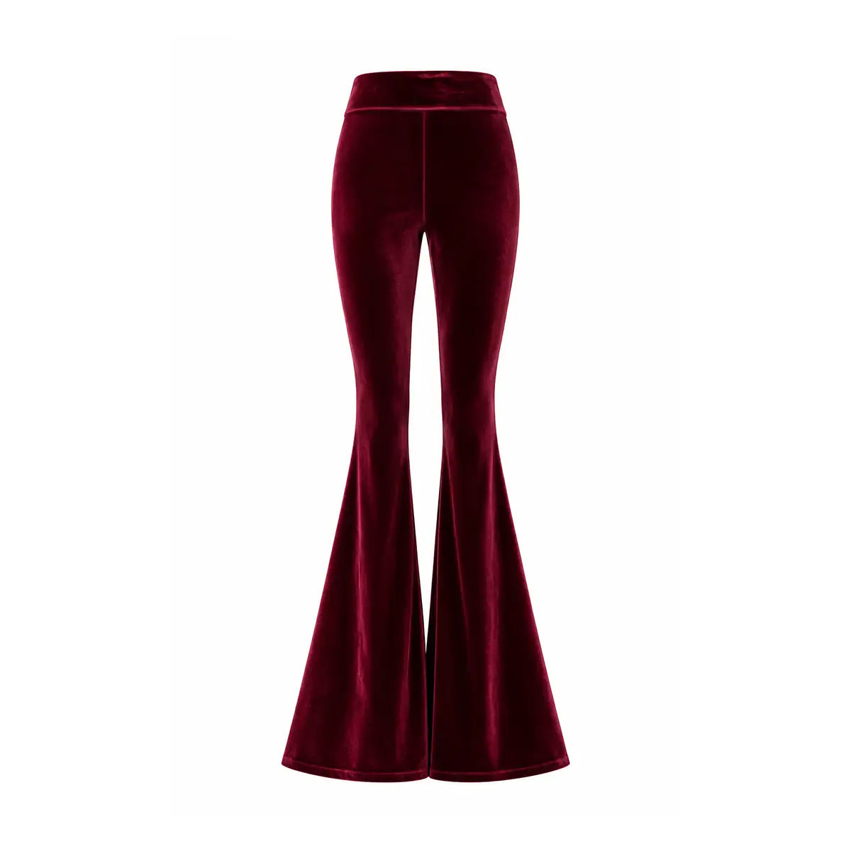 LOLA, pantalone a zampa in ciniglia bordeaux.