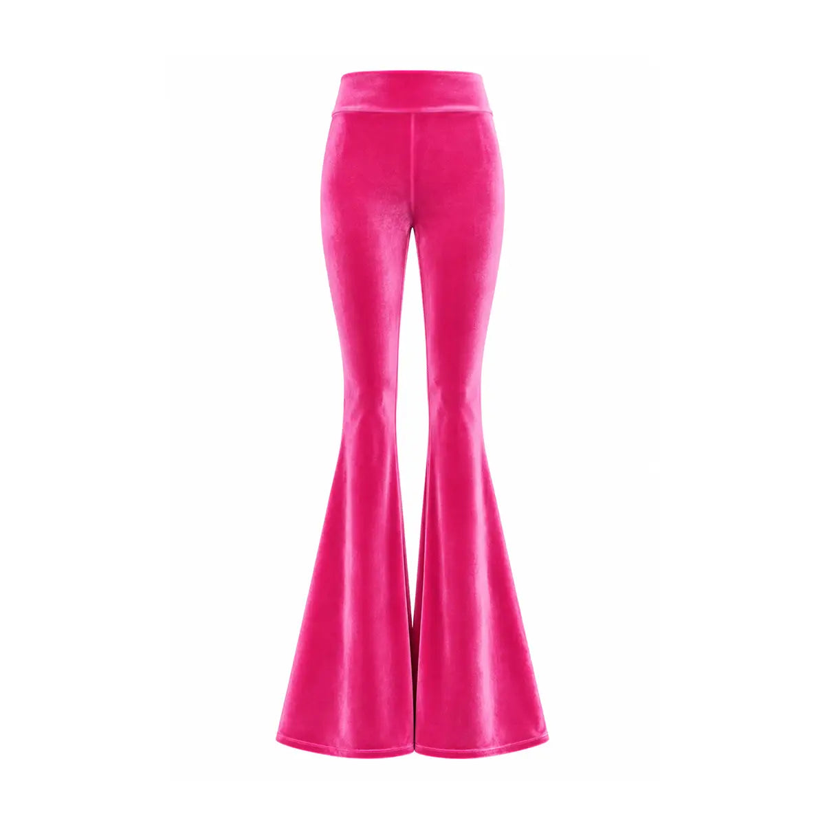 LOLA, pantalone a zampa in ciniglia fucsia.