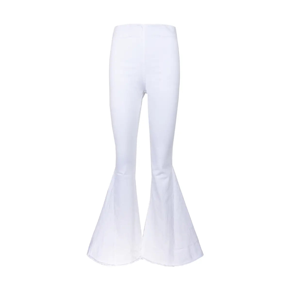 Pantalone a zampa LOLISSIMA di Alessandra Gallo in cotone bianco con vita alta ed elastico in vita - vista frontale - Made in Italy - Printemps Collection