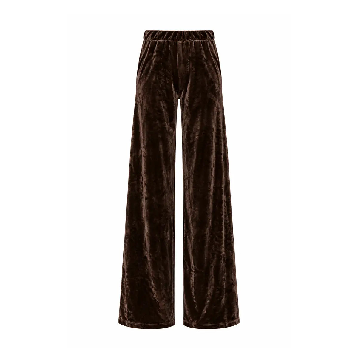 MAXIE, pantalone palazzo in ciniglia marrone.