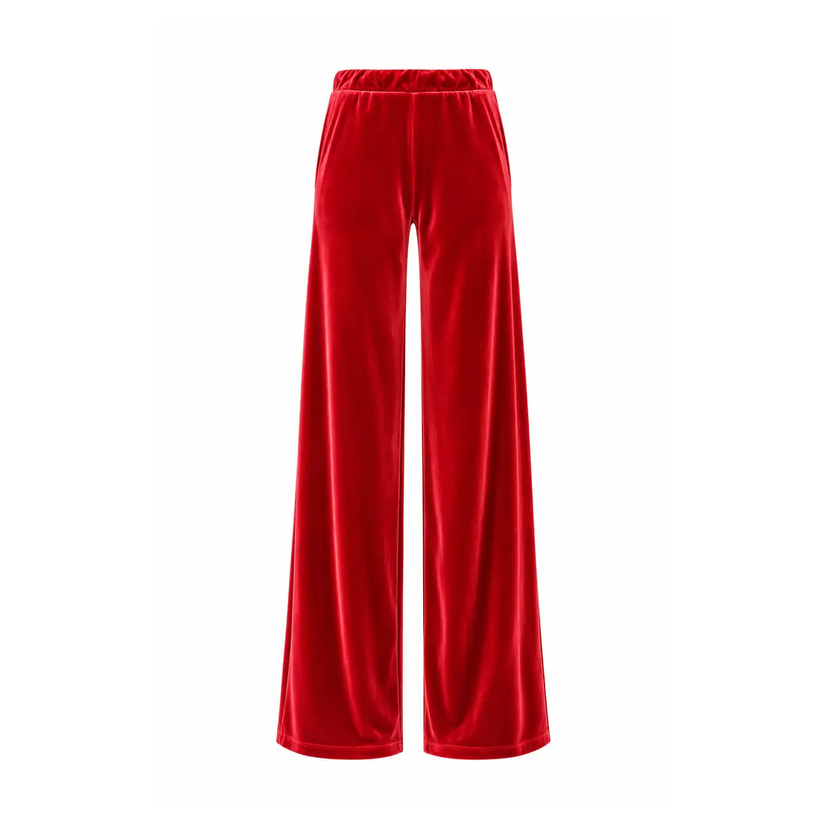 MAXIE, pantalone palazzo in ciniglia rossa.