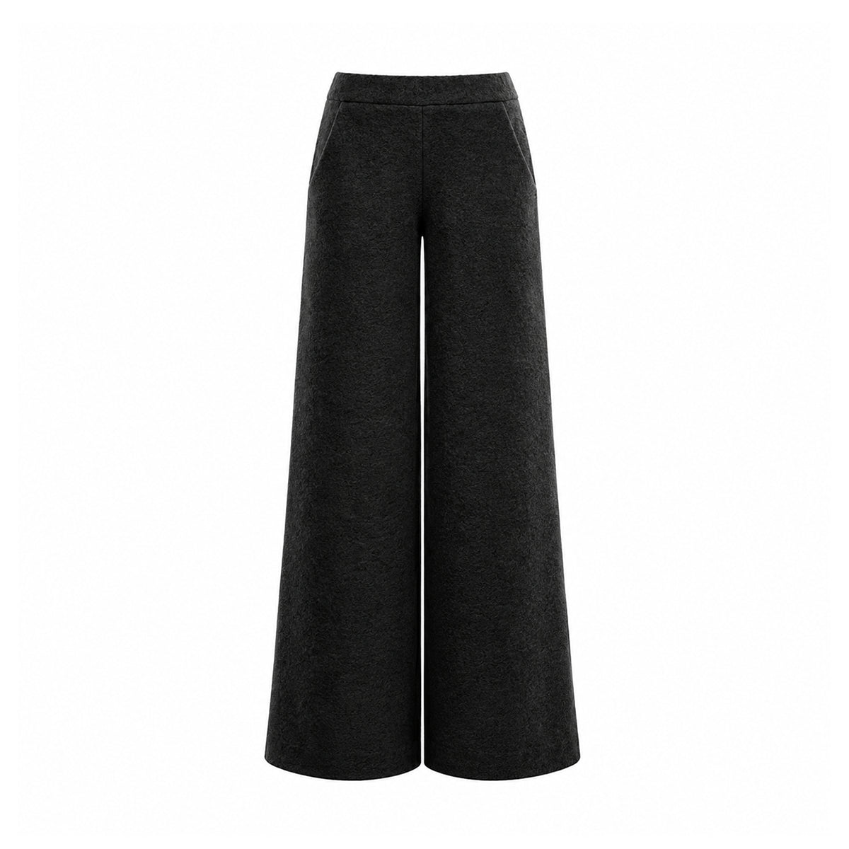 MAXIE, pantalone palazzo in lana cotta nera.