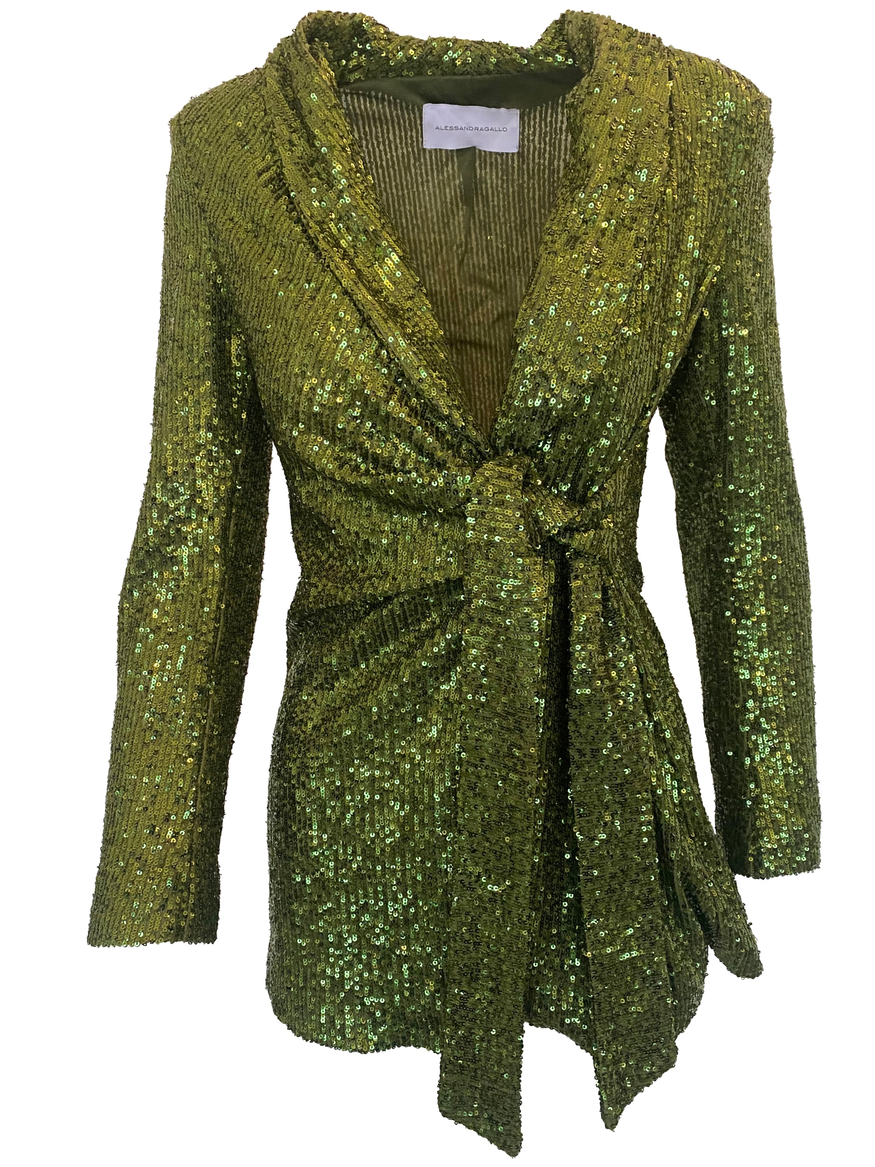 MEROPE - wallet jacket in green sequins