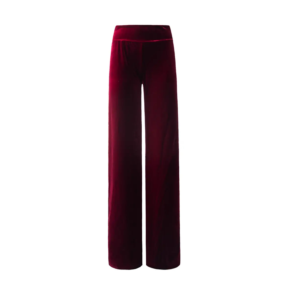 Pantalone palazzo MIMI di Alessandra Gallo in ciniglia bordeaux con vita alta elastica - vista frontale - Day&Night Collection