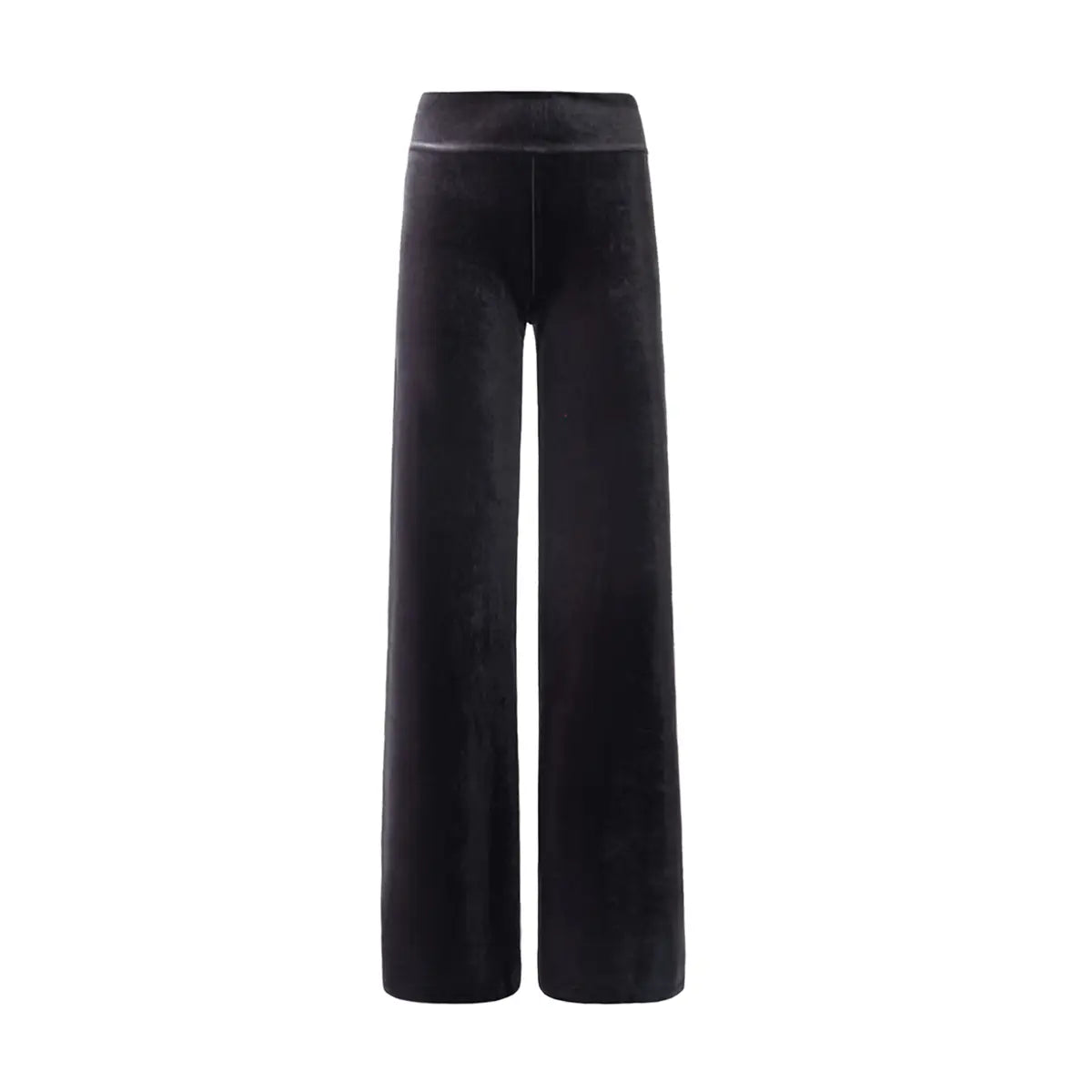 Pantalone palazzo MIMI di Alessandra Gallo in ciniglia grigio con vita alta elastica - vista frontale - Day&Night Collection