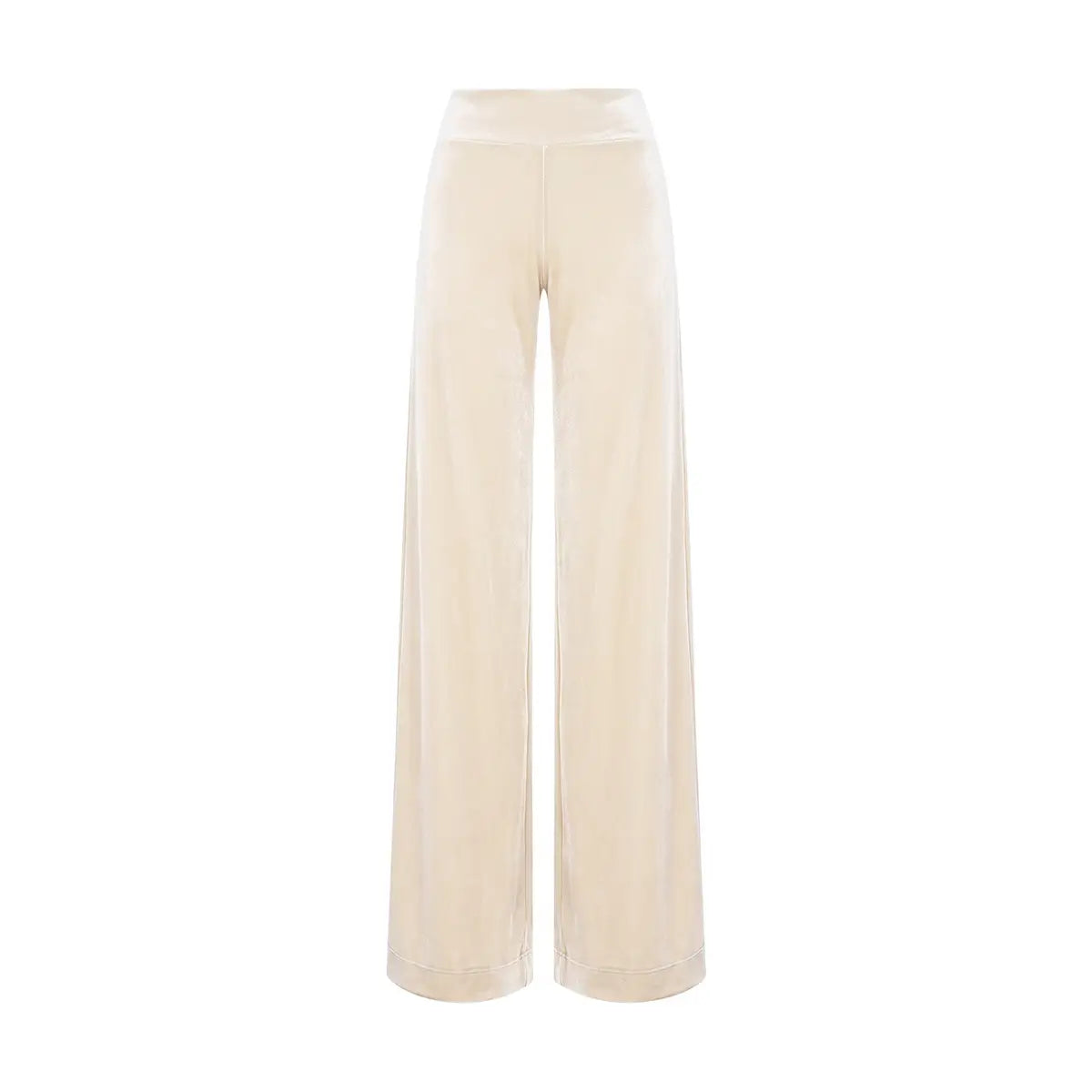 MIMI, pantalone palazzo in ciniglia crema.