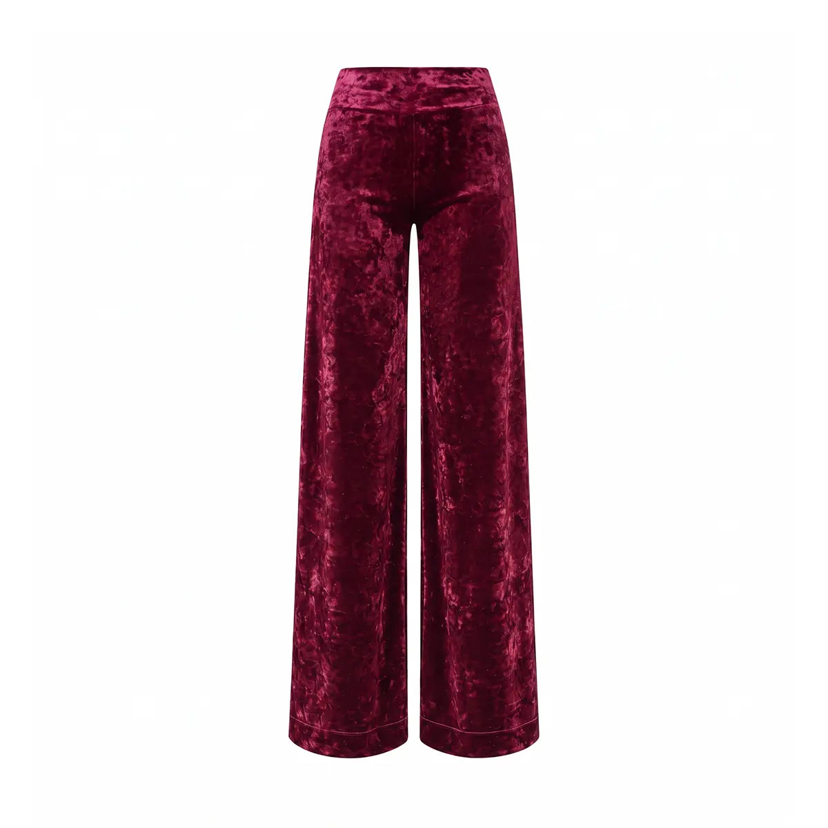 MIMI, pantalone palazzo in ciniglia martellata bordeaux.