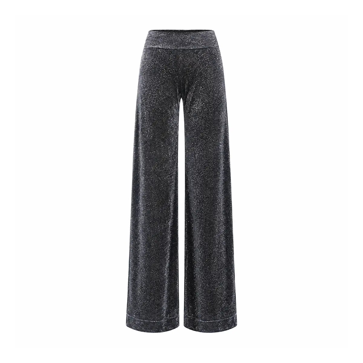 MIMI, pantalone palazzo in ciniglia sparkling nera.