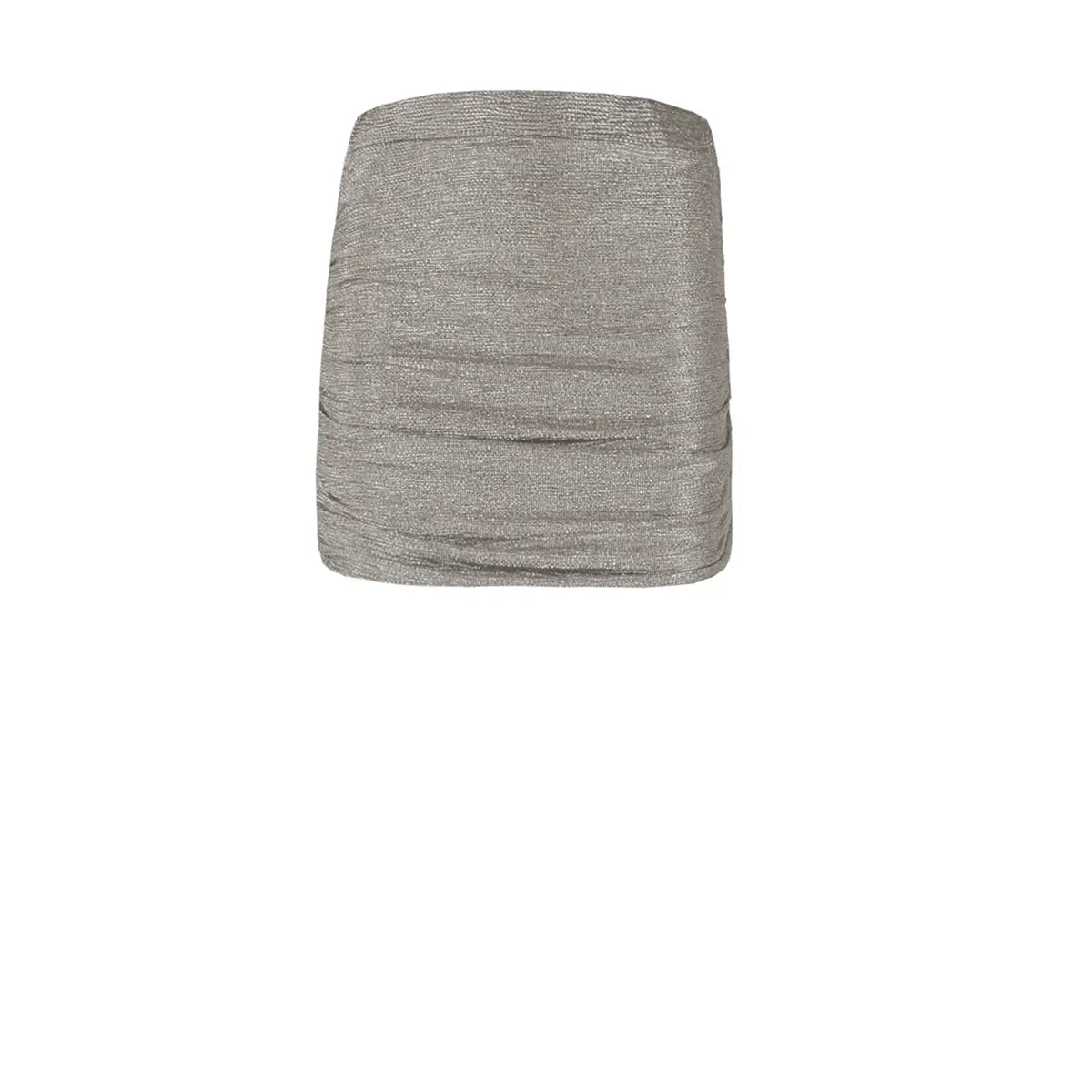 minigonna NINA di Alessandra Gallo in lurex oro con arricciature drappeggiati - vista frontale - Stardust Collection