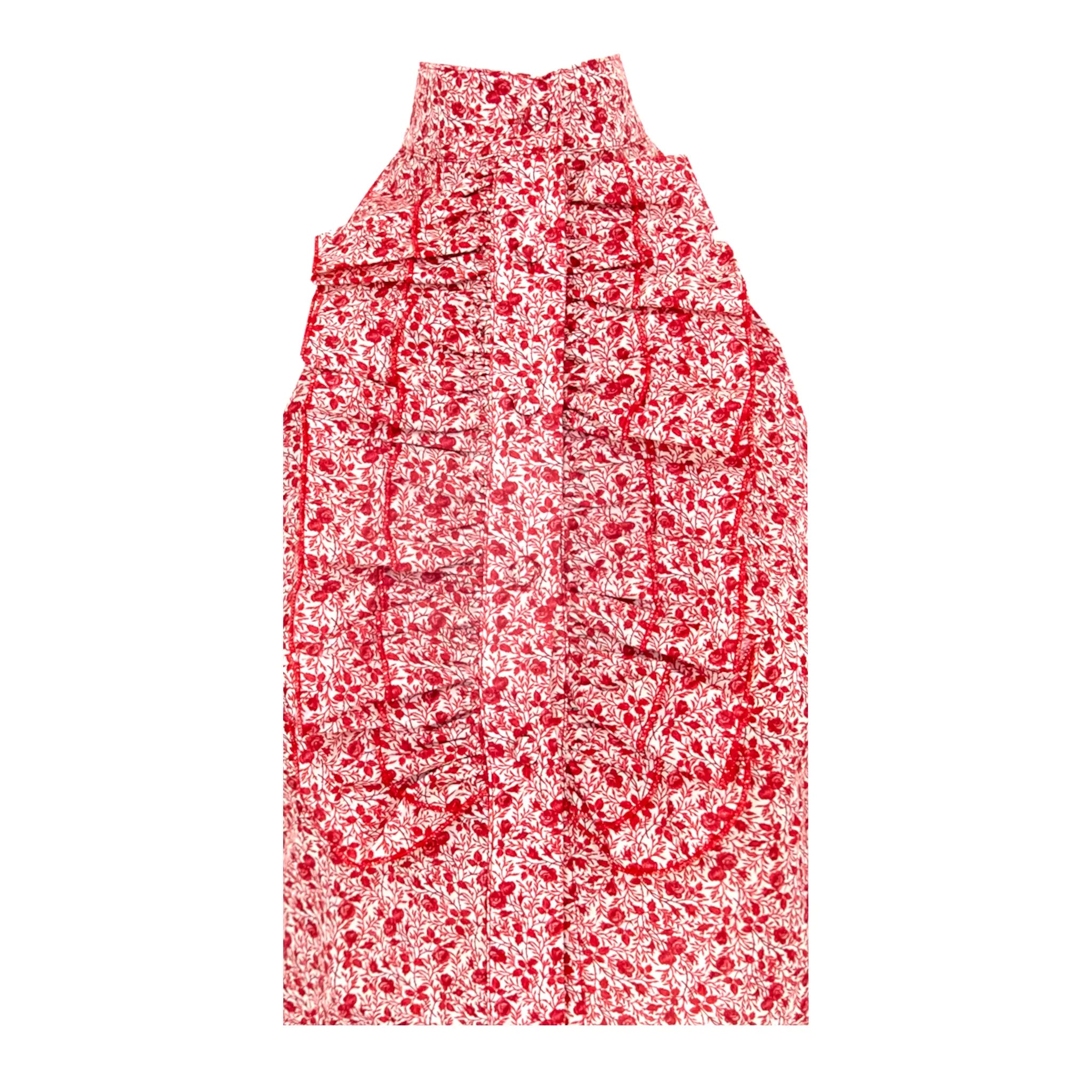 ORCHIDEA top di Alessandra Gallo con schiena nuda e fiocco, bottoni centrali ricoperti e volant in cotone fantasia Mirabell - Printemps Collection - Made in Italy - vista frontale