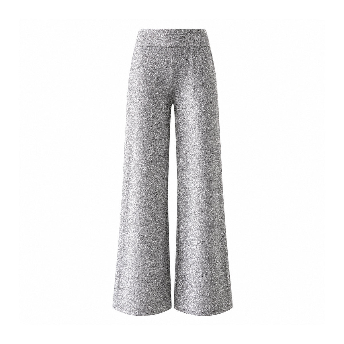 MIMI, pantalone palazzo in lurex argento.