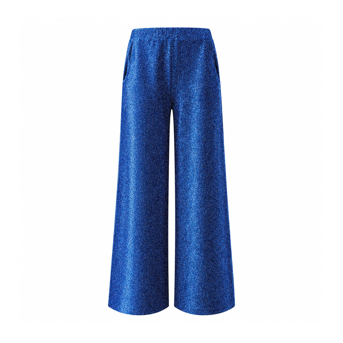 AIDA, pantalone palazzo in lurex blu.