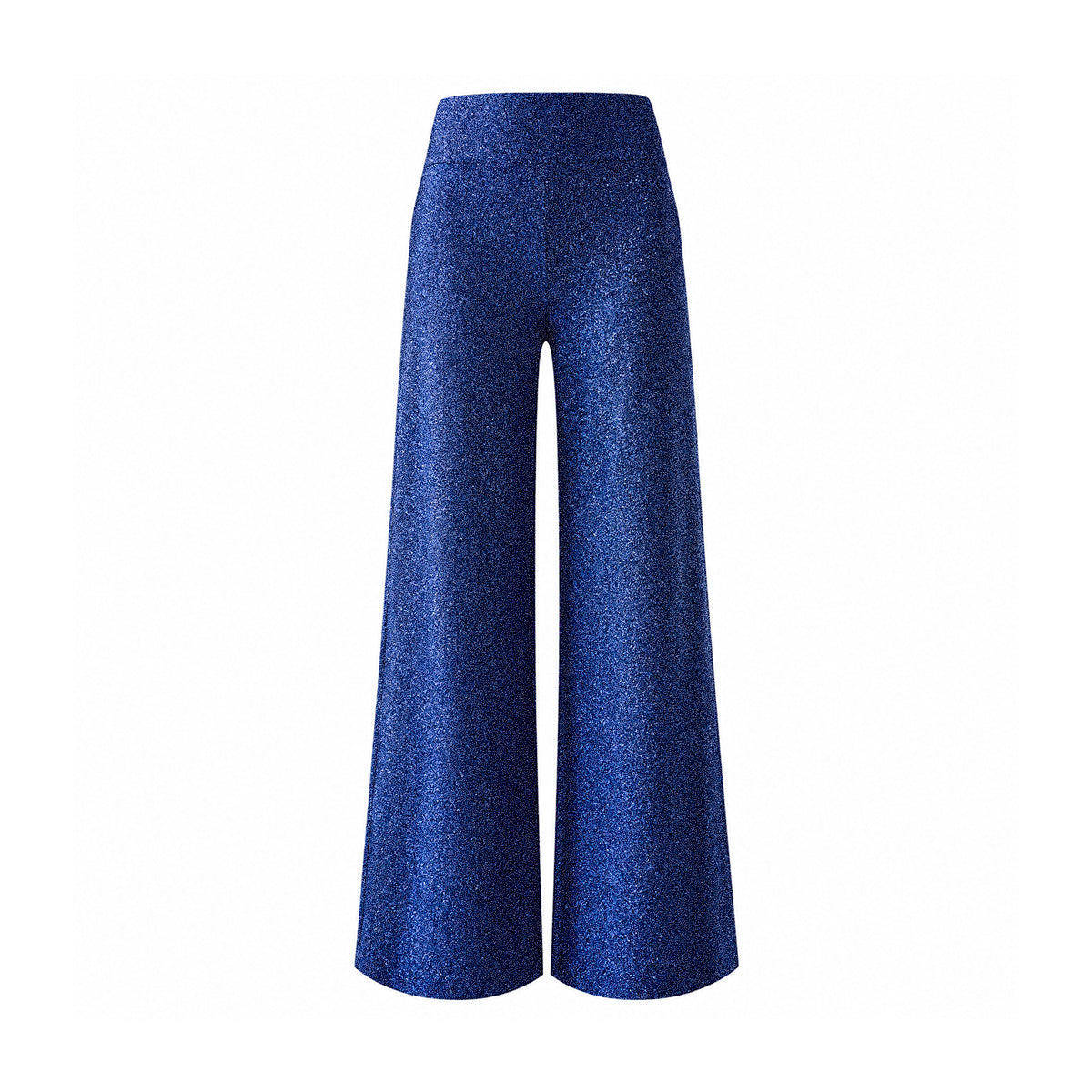 MIMI, pantalone palazzo in lurex blu.