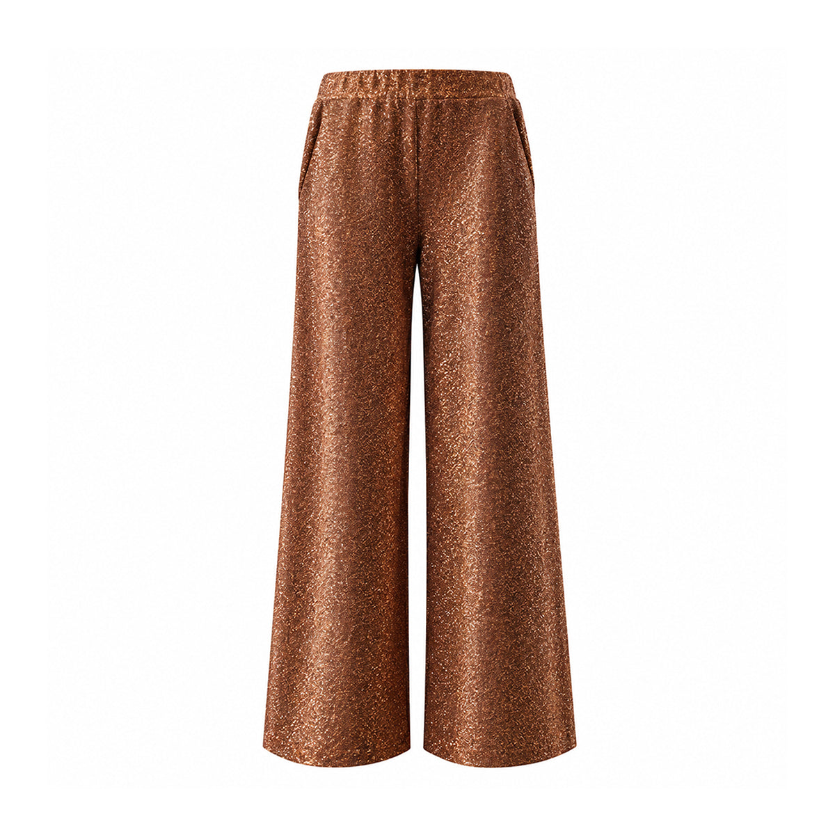 AIDA, pantalone palazzo in lurex bronzo.