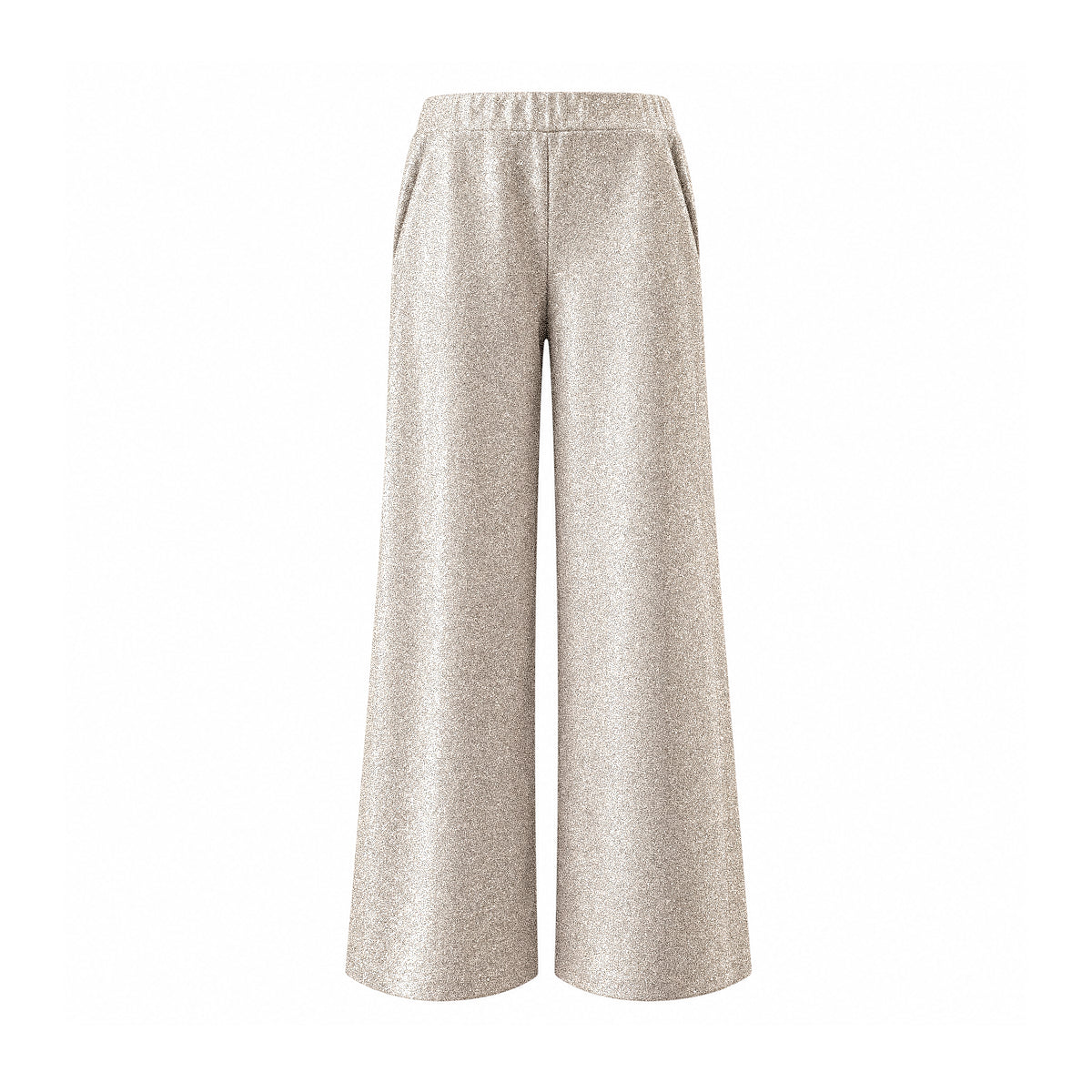 AIDA, pantalone palazzo in lurex panna.