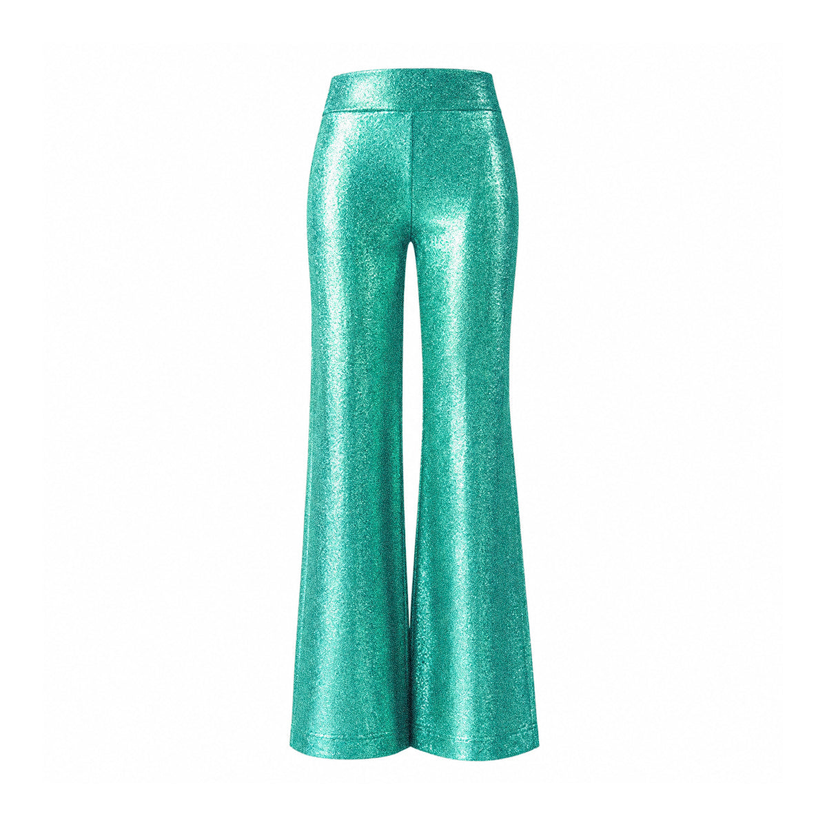 MIMI, pantalone palazzo in lurex verde.