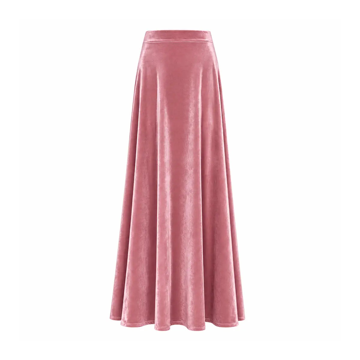 TOSCA, gonna lunga in ciniglia rosa con linea svasata.