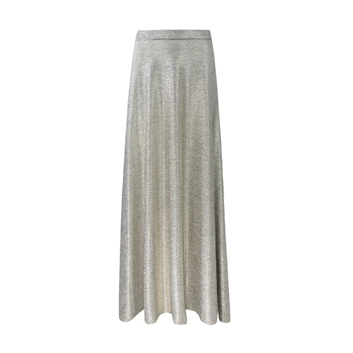 gonna ampia e lunga TOSCA di Alessandra Gallo lurex oro con vita elasticizzata - vista frontale - Stardust Collection