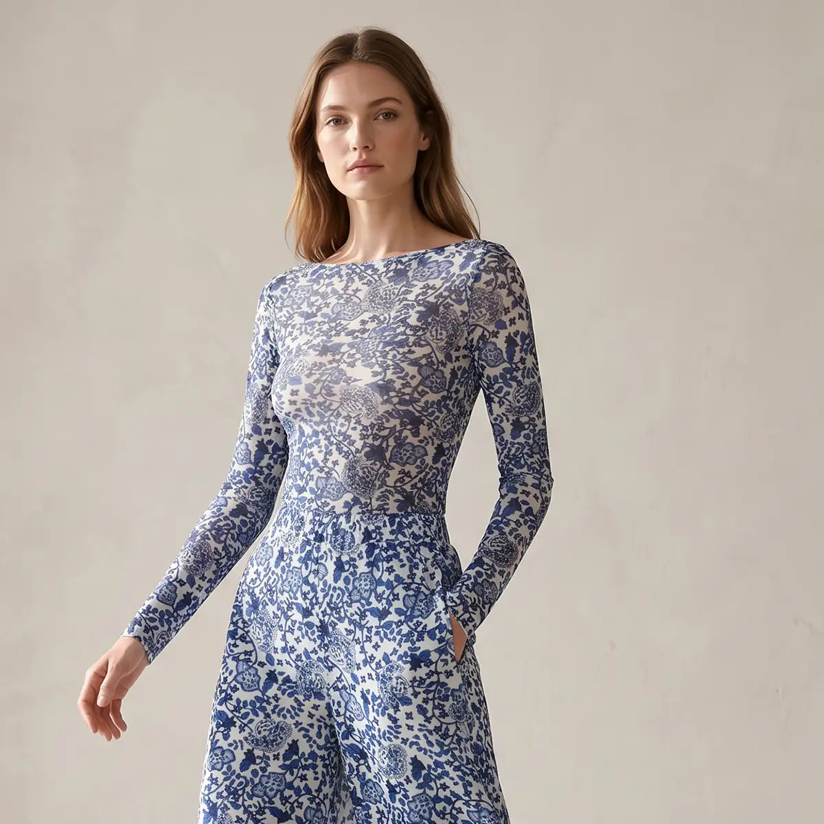 VIOLET - Maglietta in Mesh Fantasia Blue Obsession