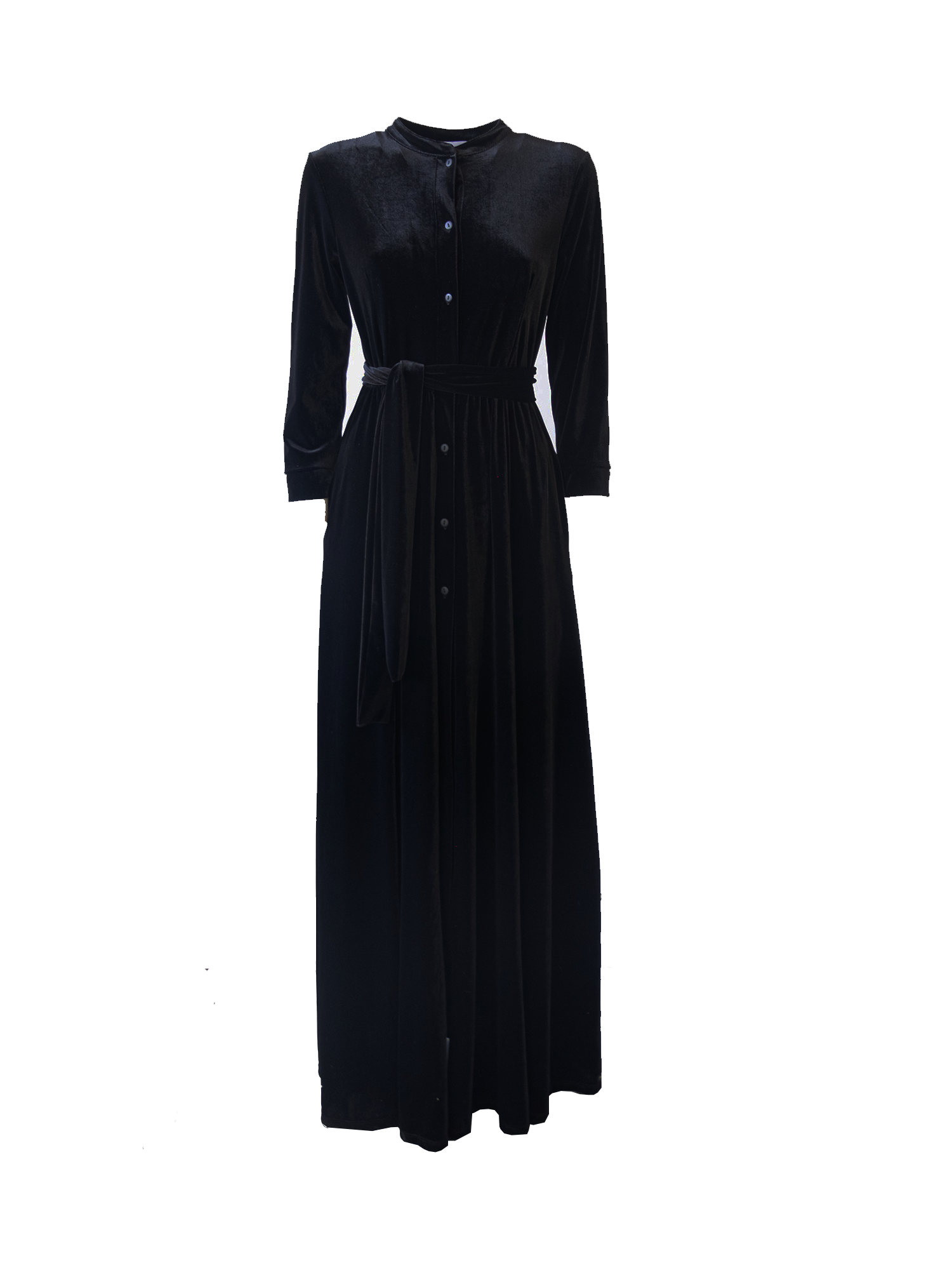 CLELIA - long black chenille shirt dress