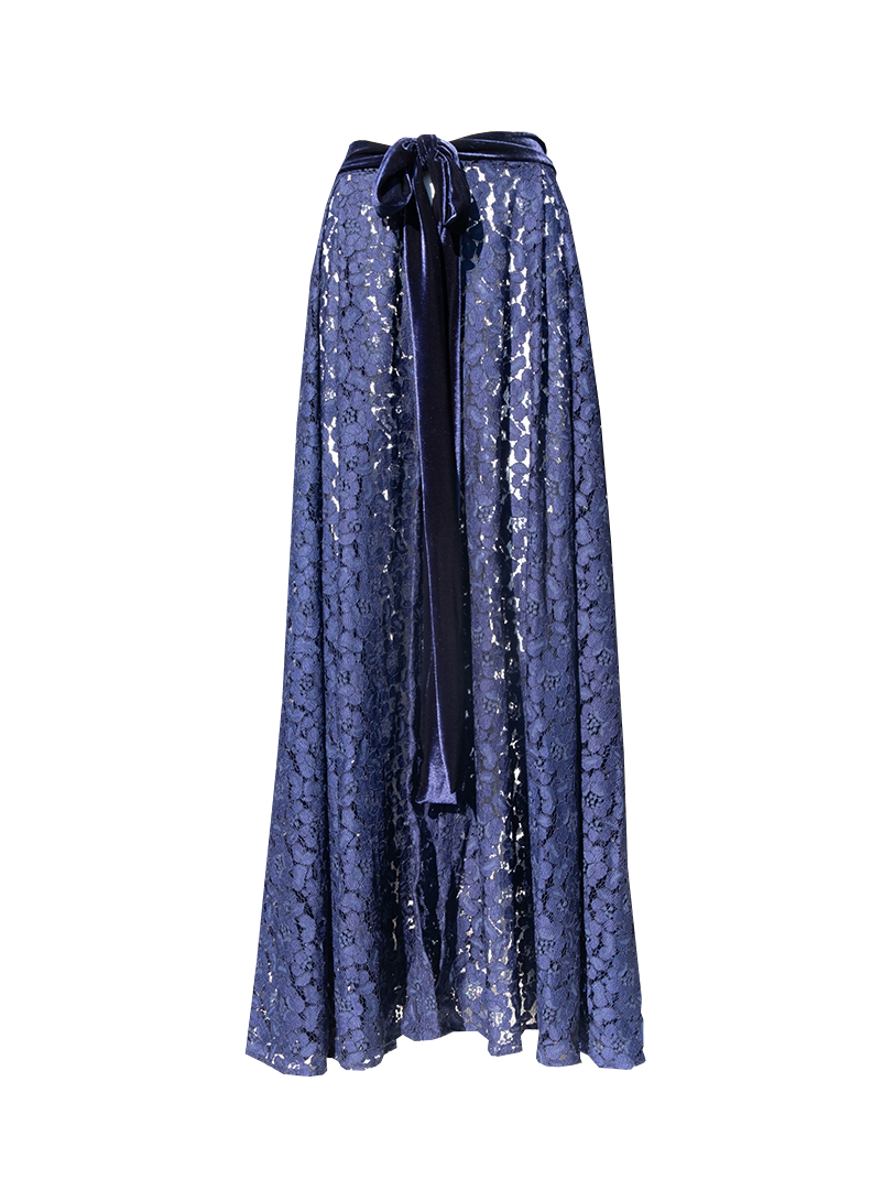 SALLY - long blue lace skirt