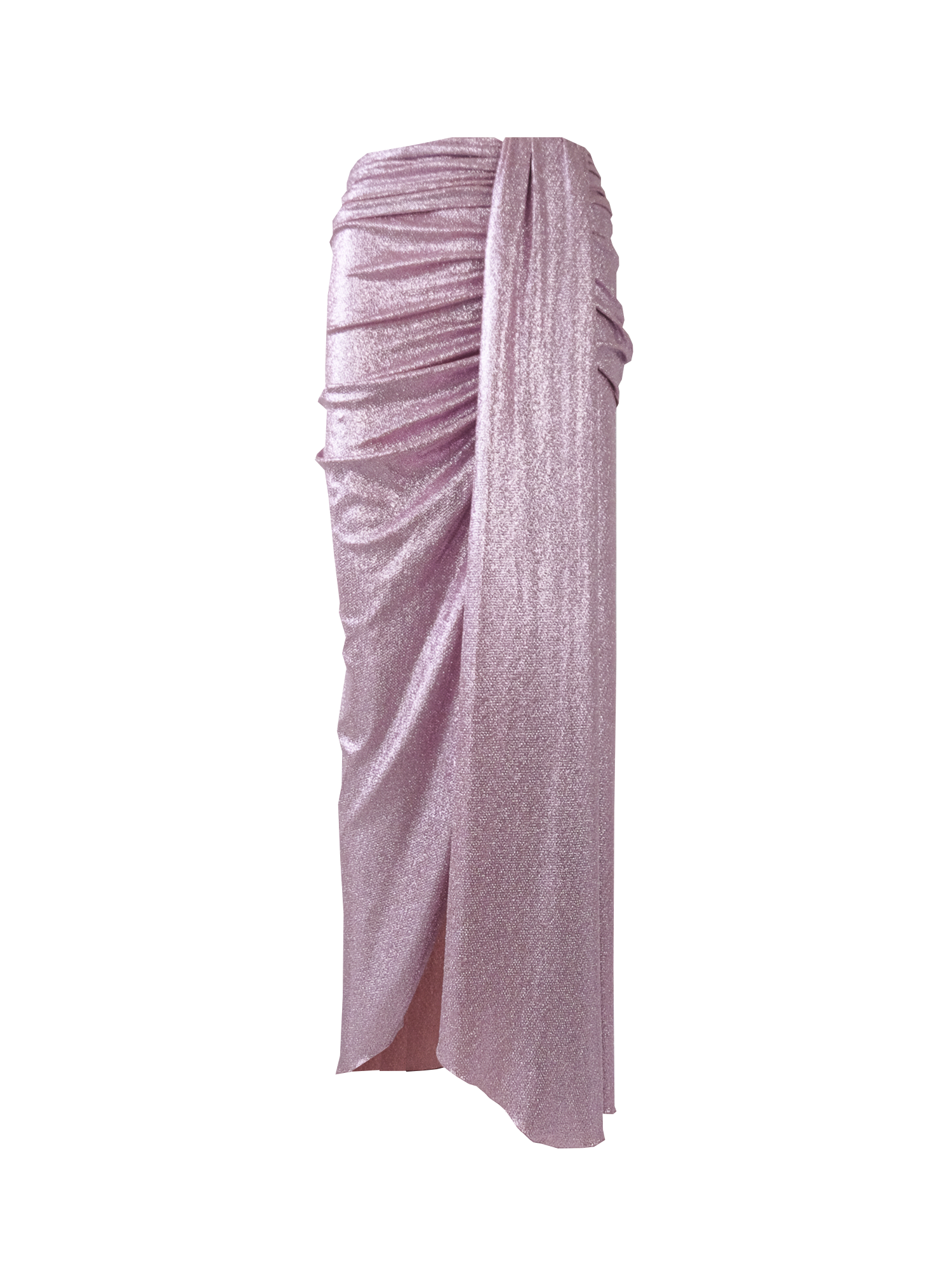 AMANDA -  long pink lurex skirt with a slit