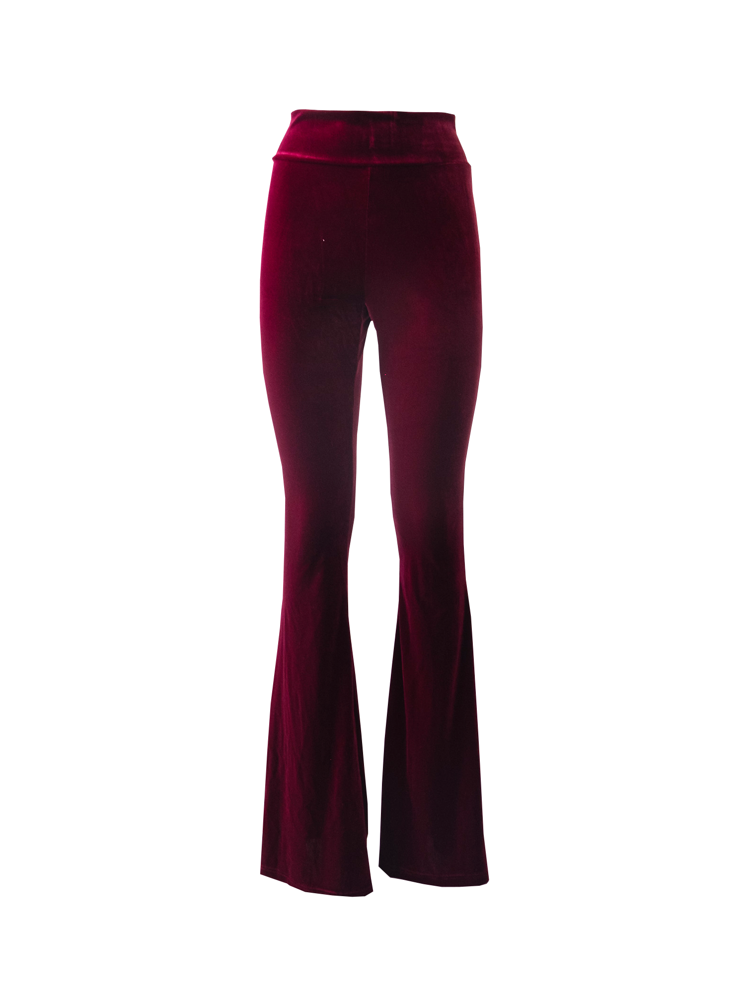 LOLA - flared trouser with high waist in bordeaux chenille