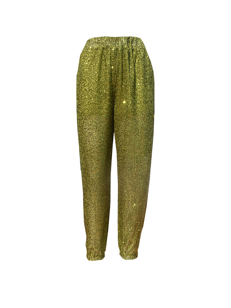 AMBRA - green sequin pants