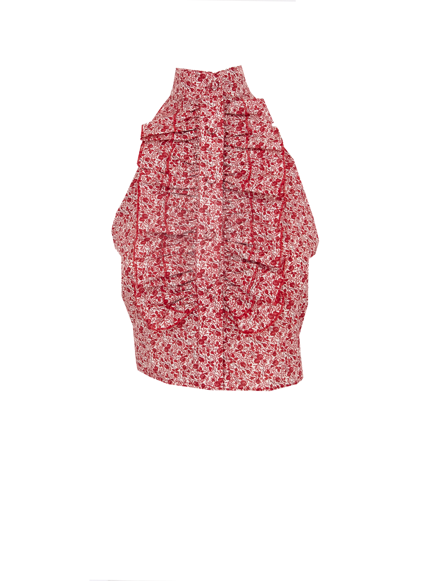 ORCHIDEA - blouse with front volant and nude back in cotton Mirabel print
