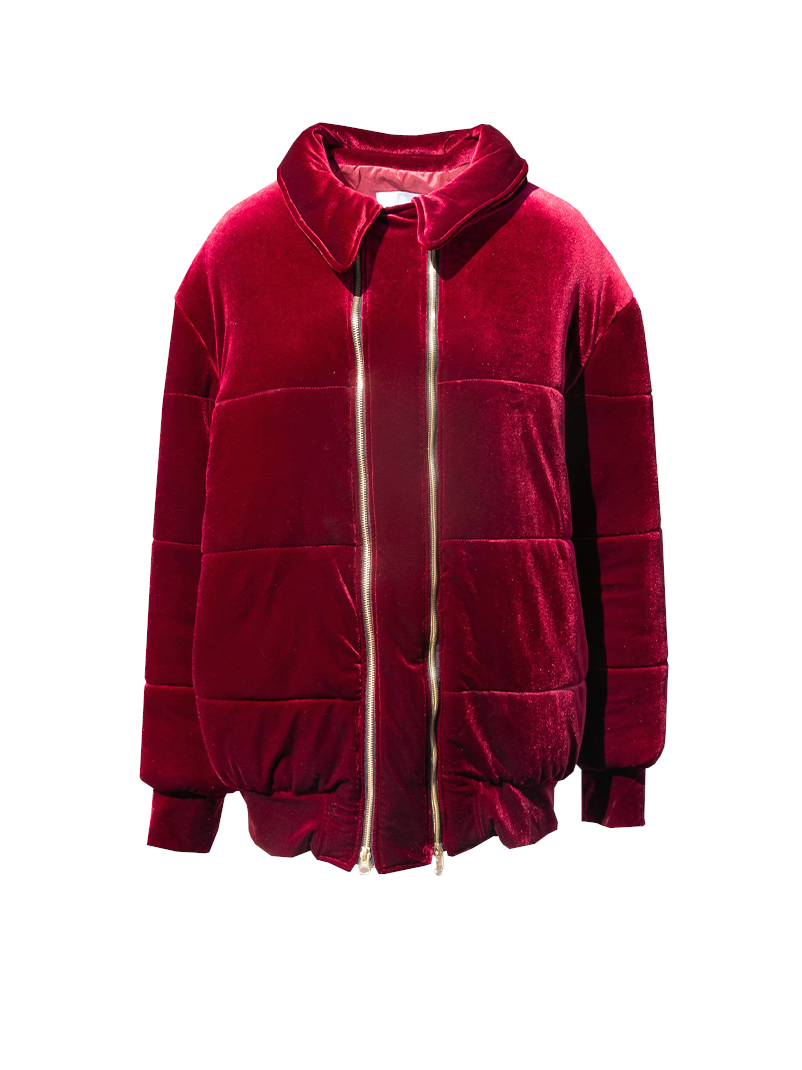 BOMBER - bordeaux quilted down jacket