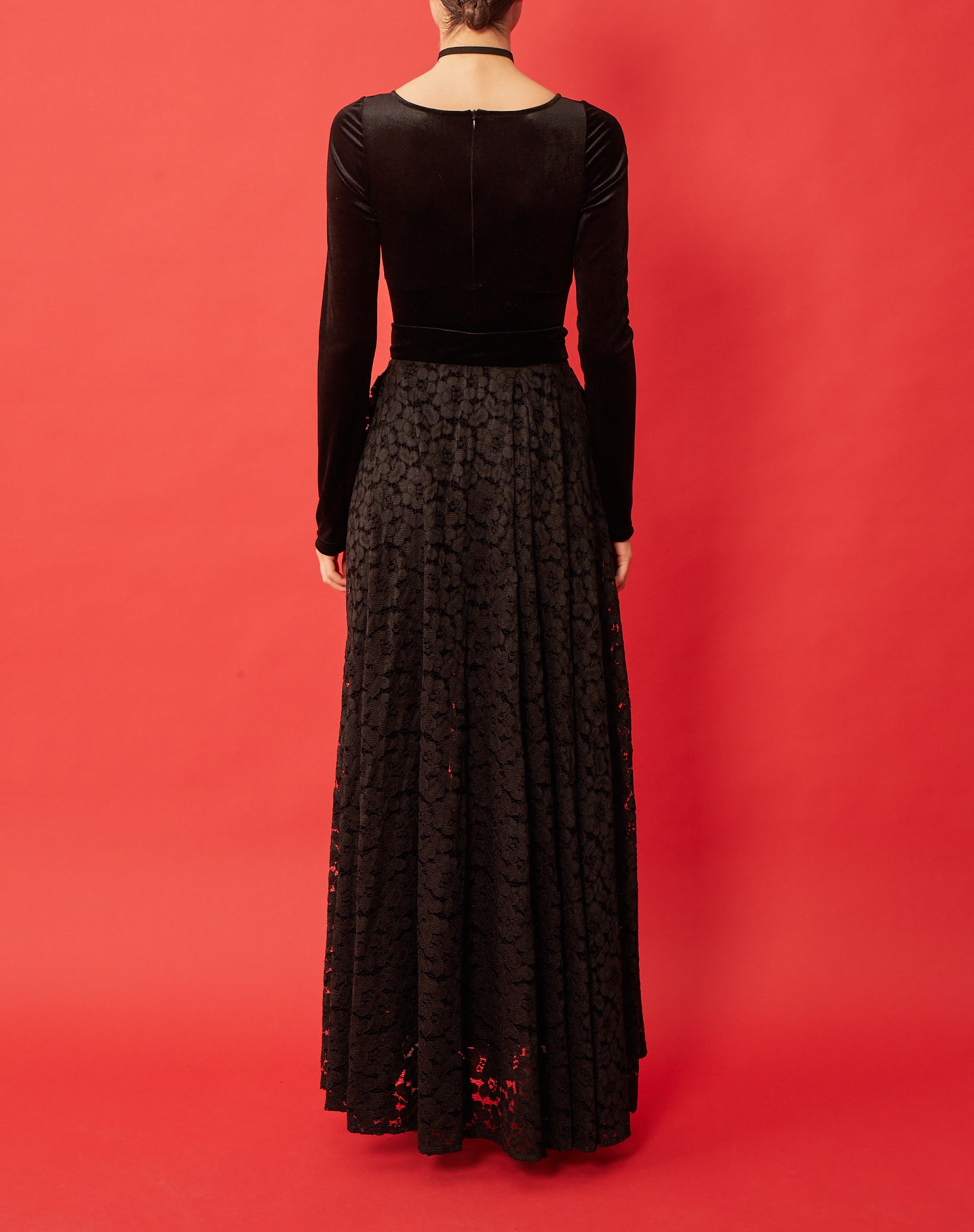 SALLY - long black lace skirt