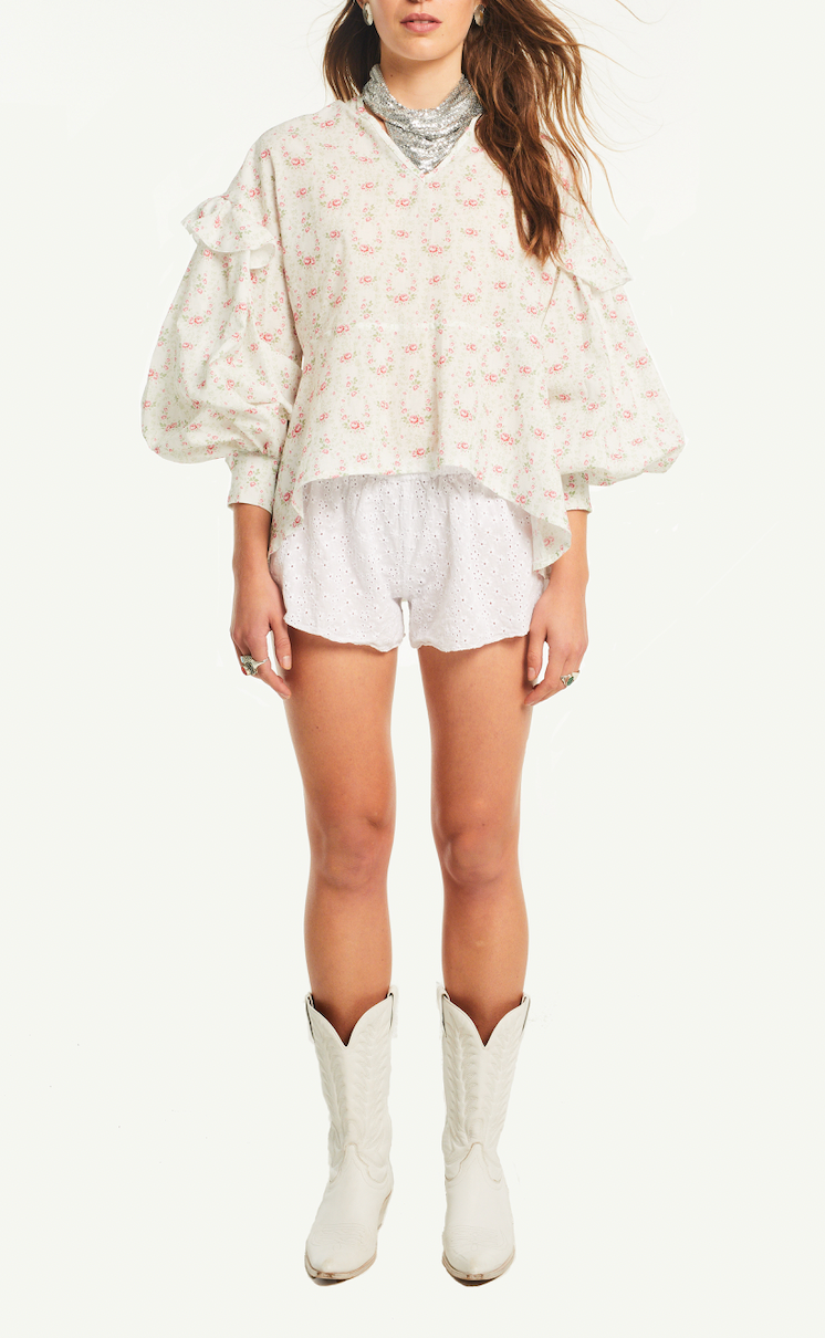 AMARANTA - cotton shorts in Mirabell print