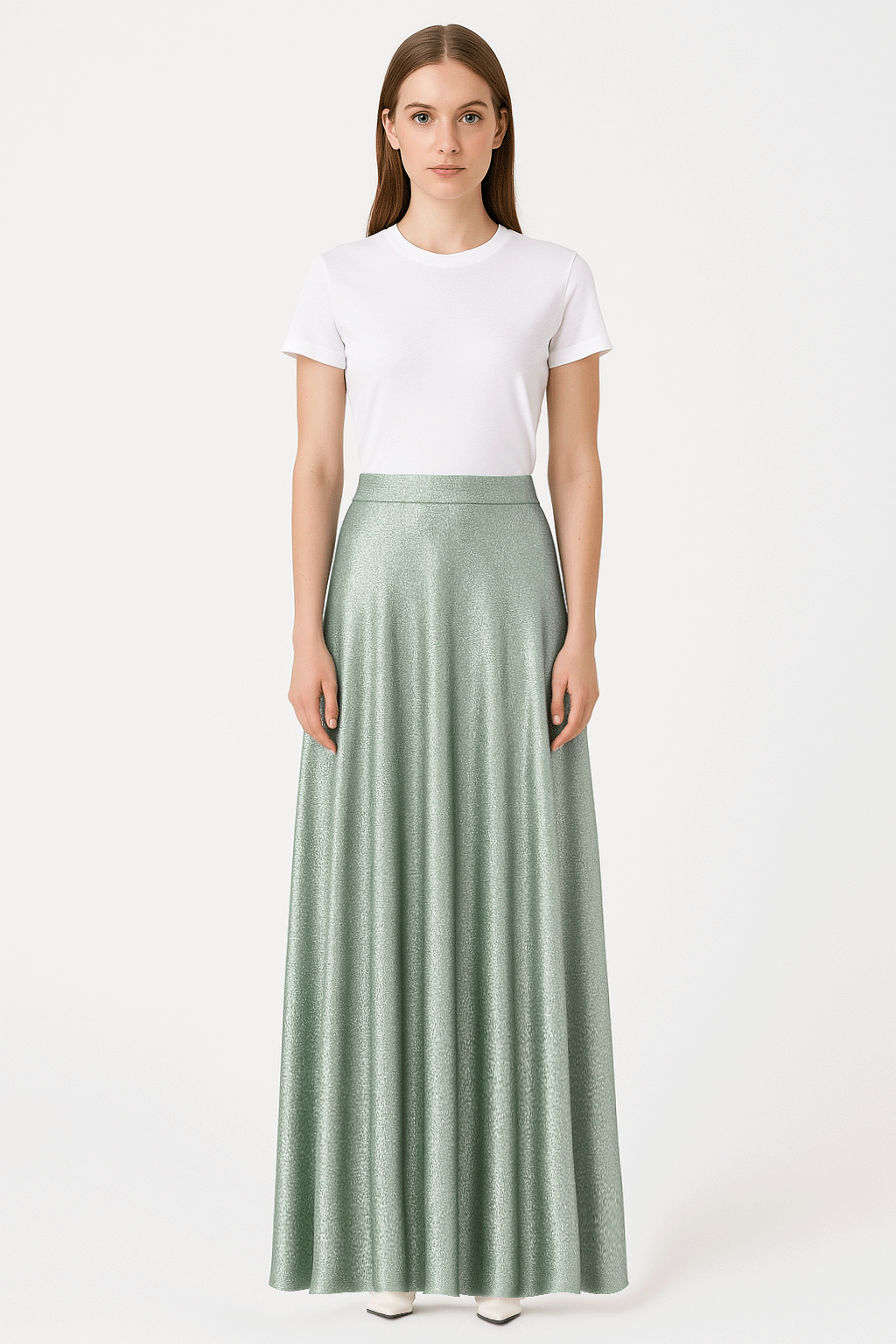 TOSCA - Gonna Lunga in Lurex Verde Chiaro