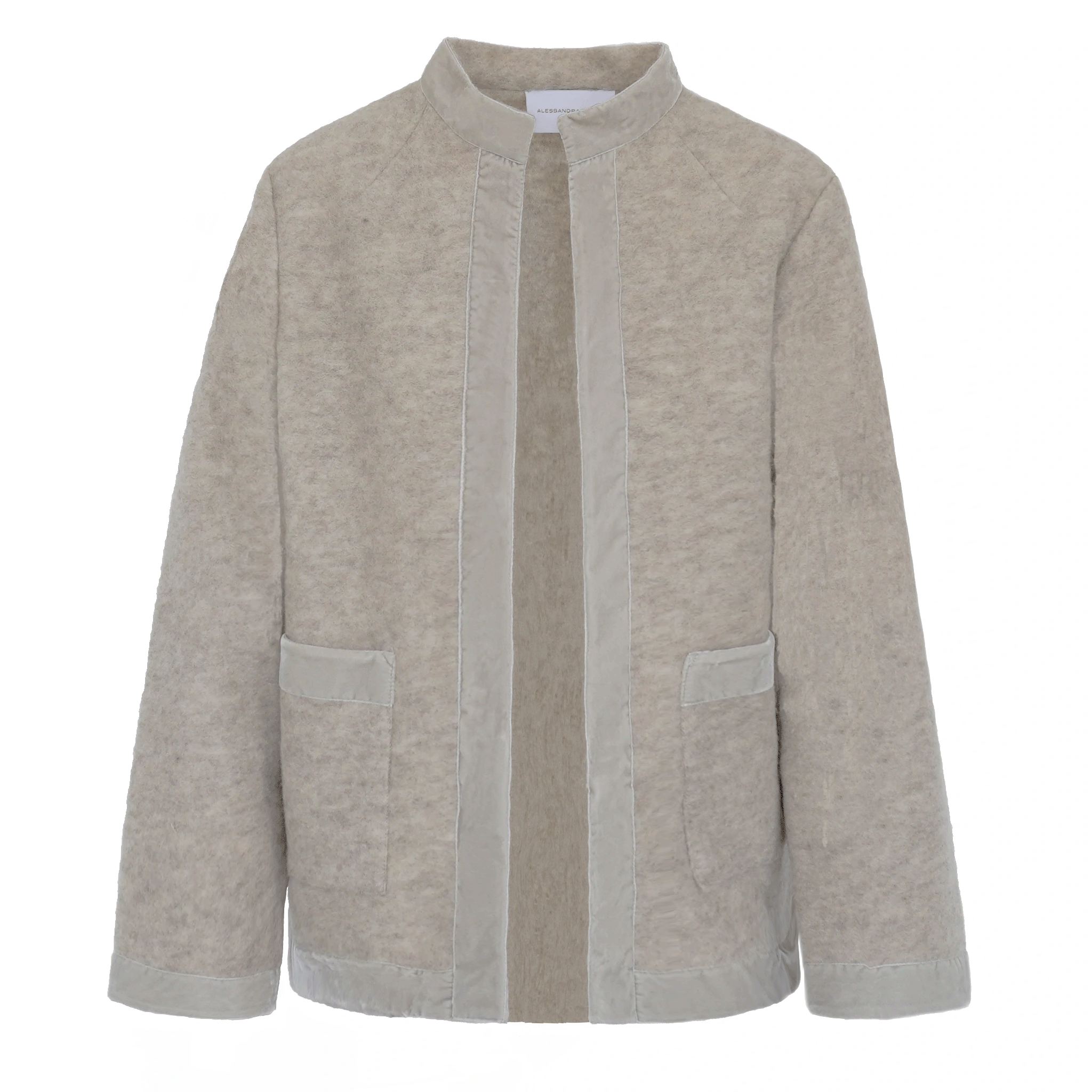 PRISCILLA giacca lana cotta beige - vista frontale con finiture velluto Alessandra Gallo
