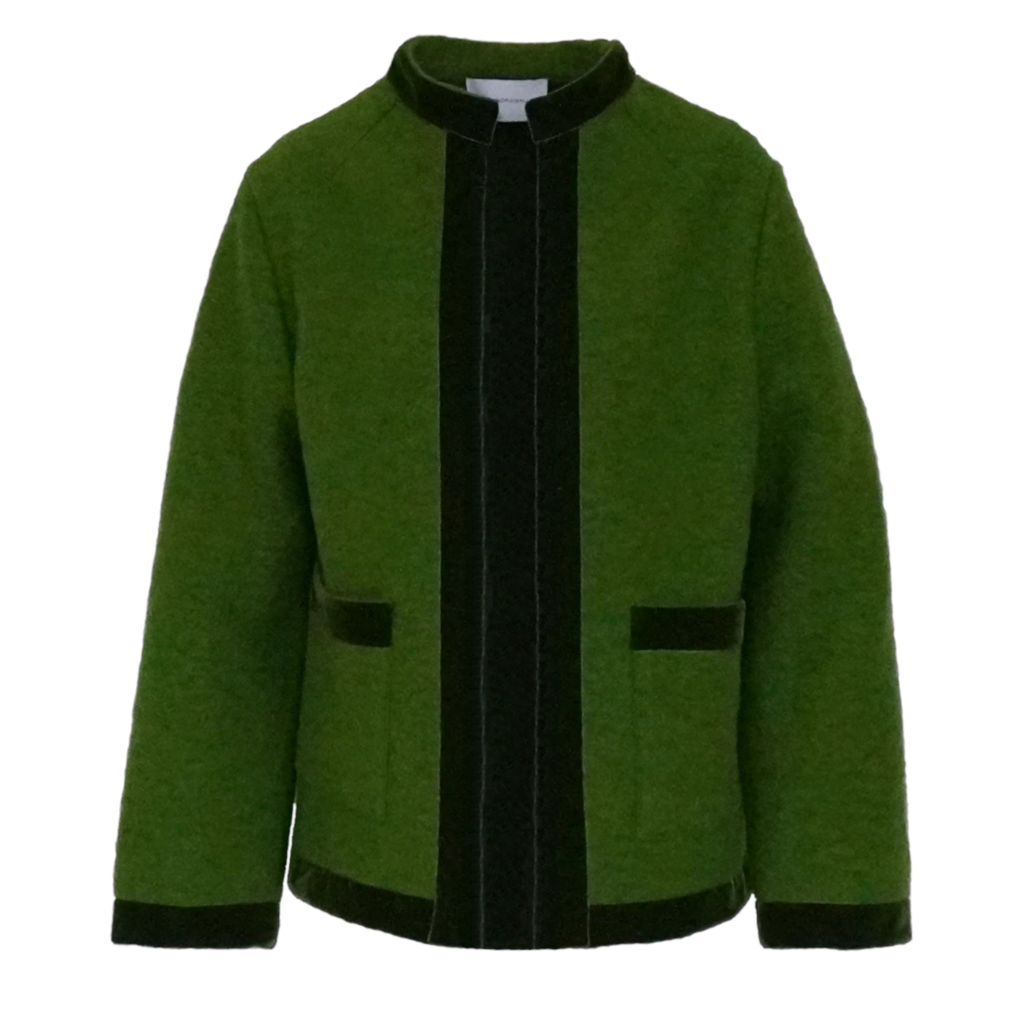 PRISCILLA giacca lana cotta verde - vista frontale taglio minimalista Alessandra Gallo