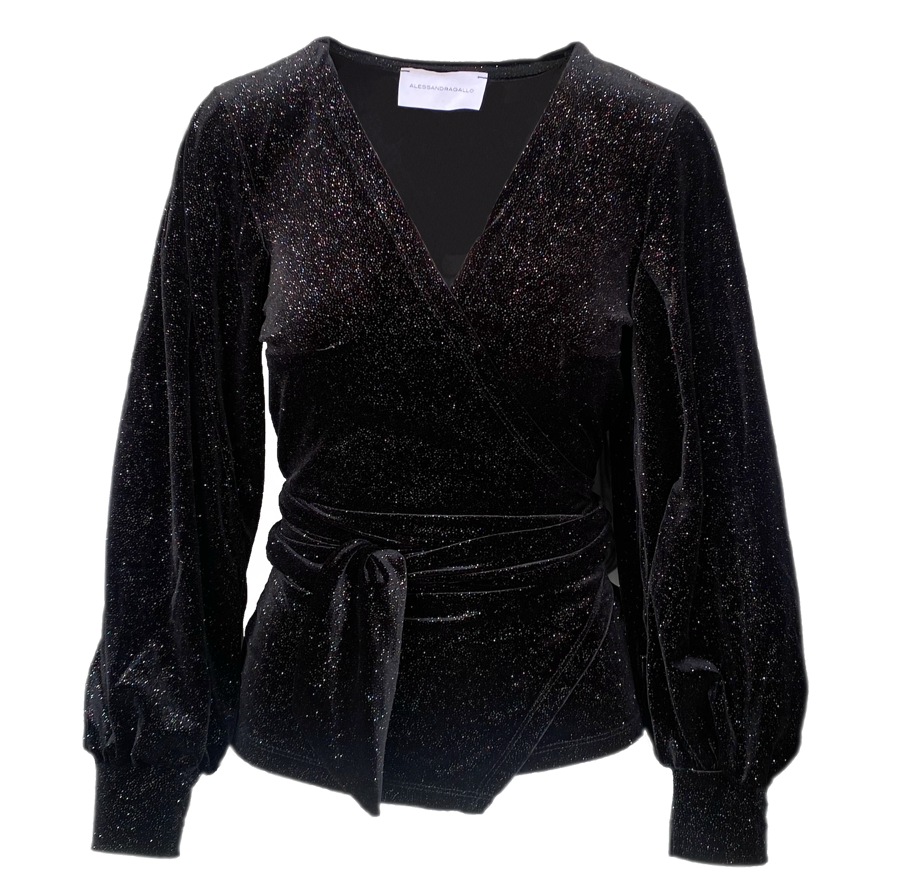 CLOE - kimono blouse in black sparkling chenille