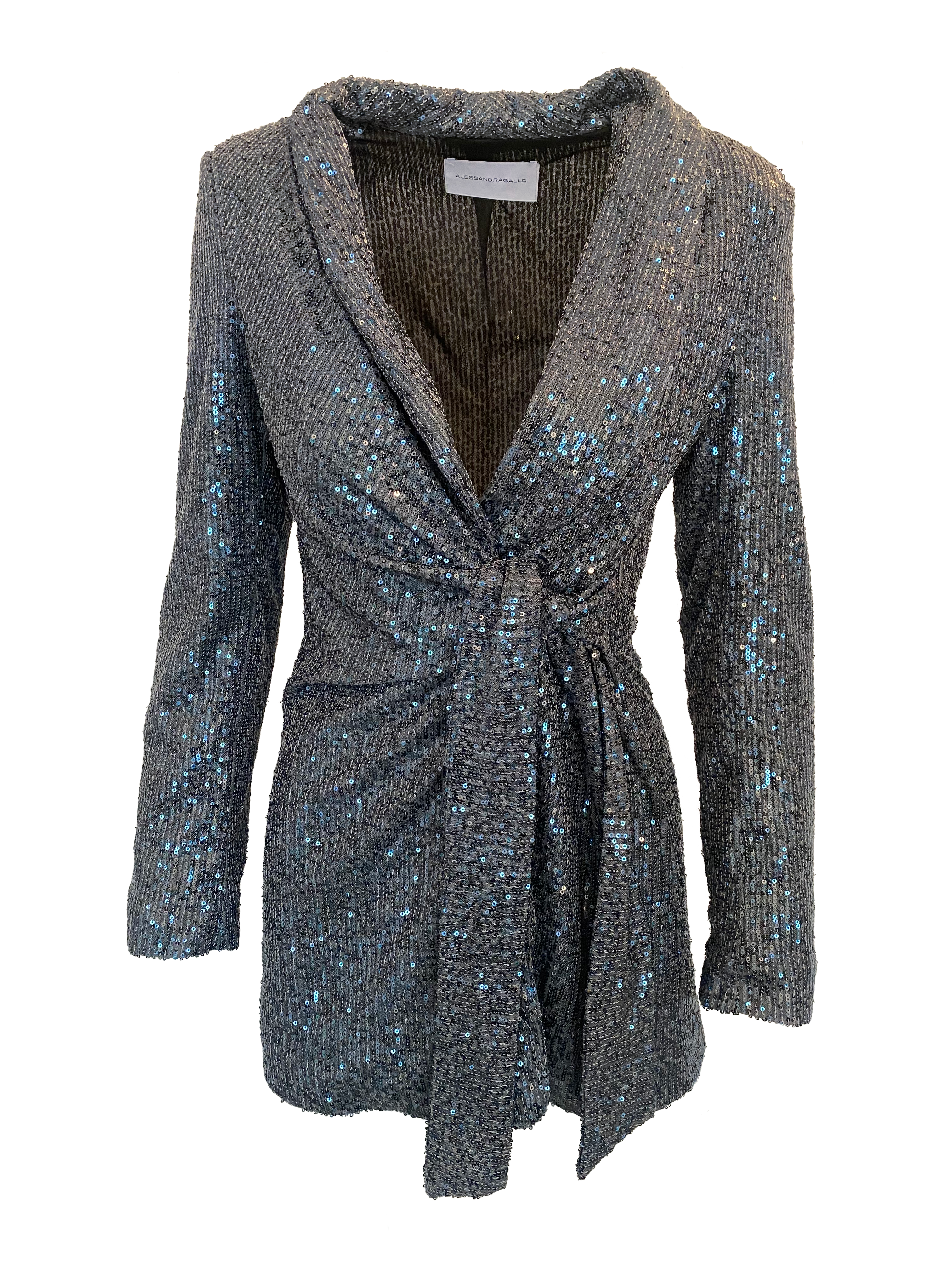 MEROPE - wallet jacket in light blue sequins