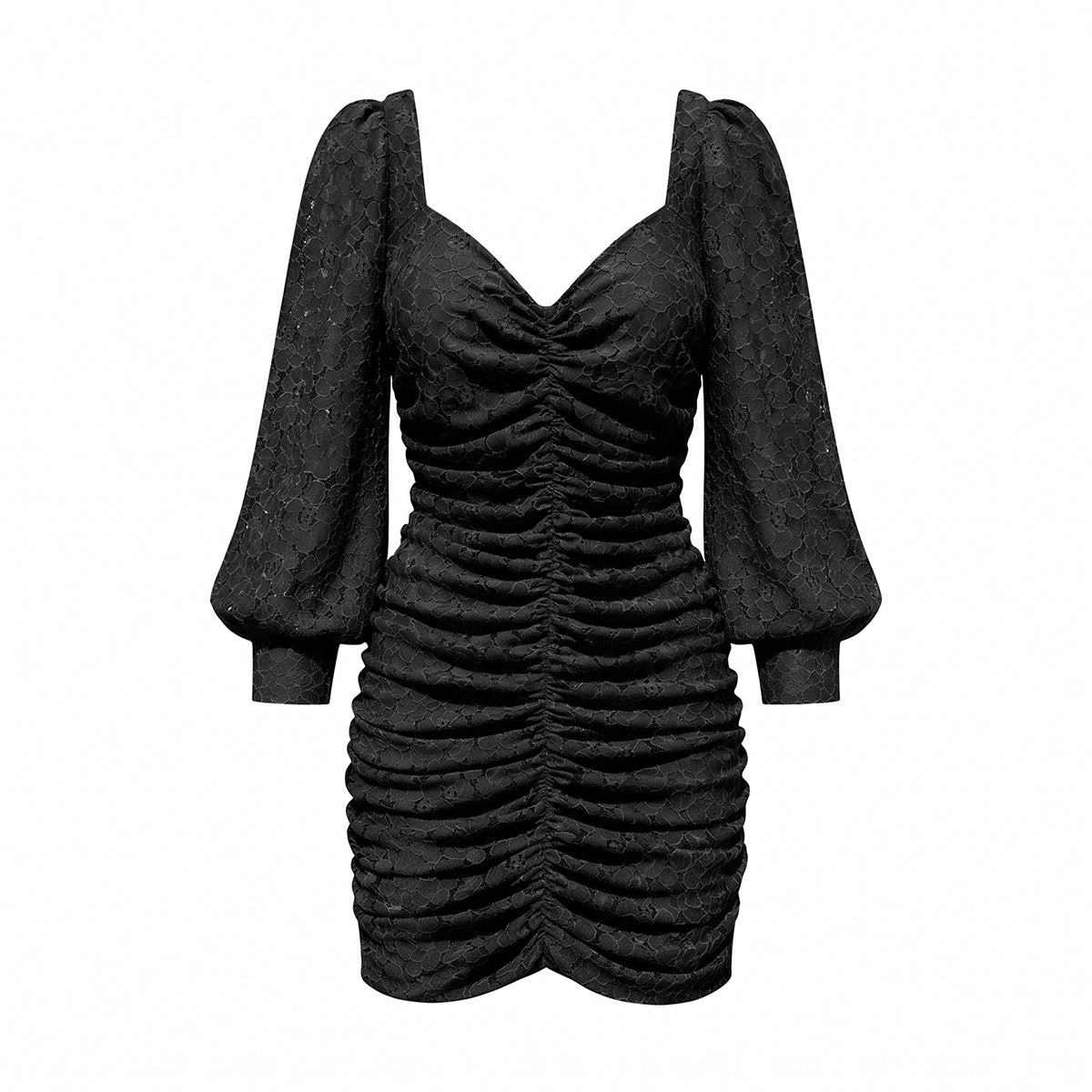 YASMINE - Abito Corto in Pizzo Nero