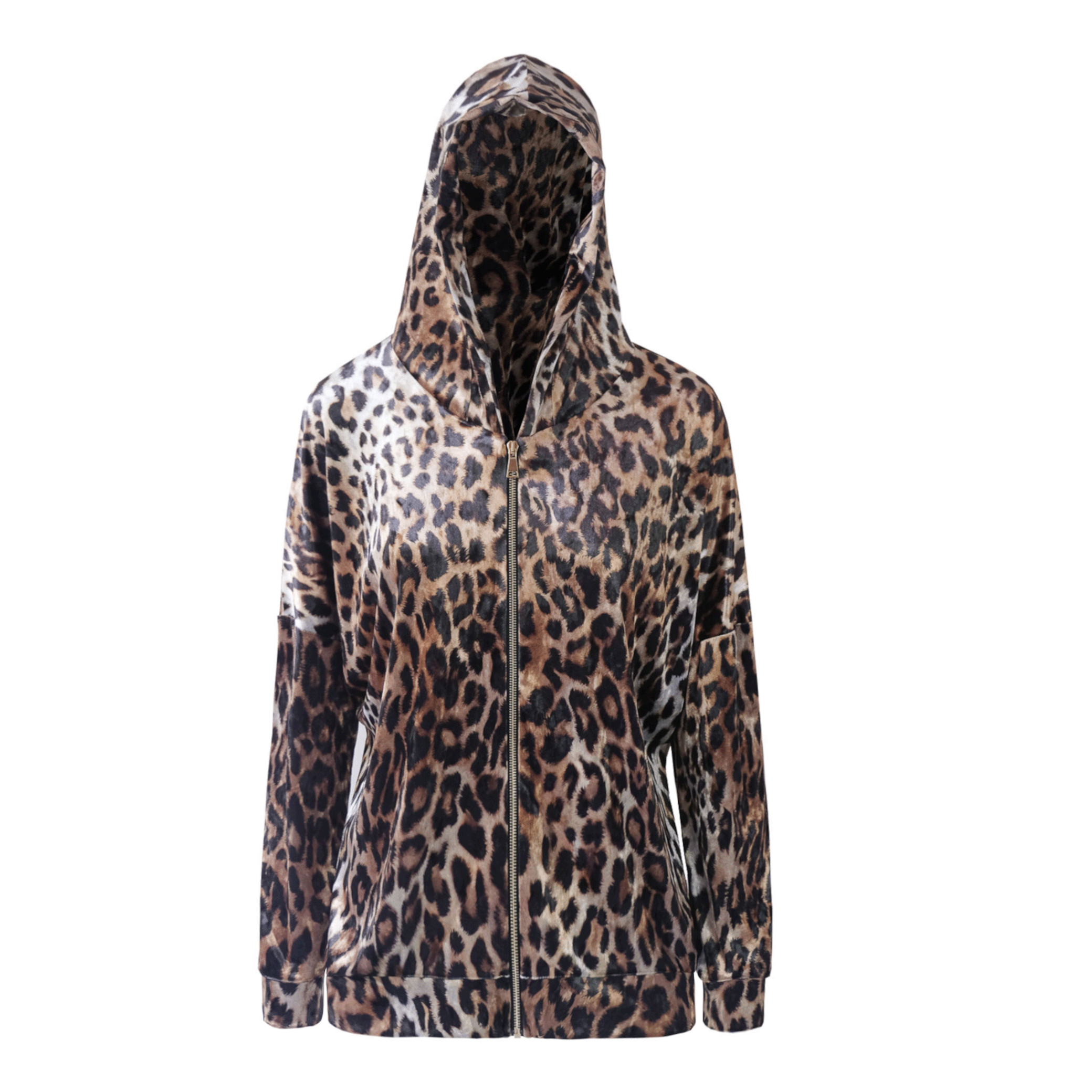 Felpa ADRIEN ciniglia martellata animalier con cappuccio - vista frontale Day&Night Collection