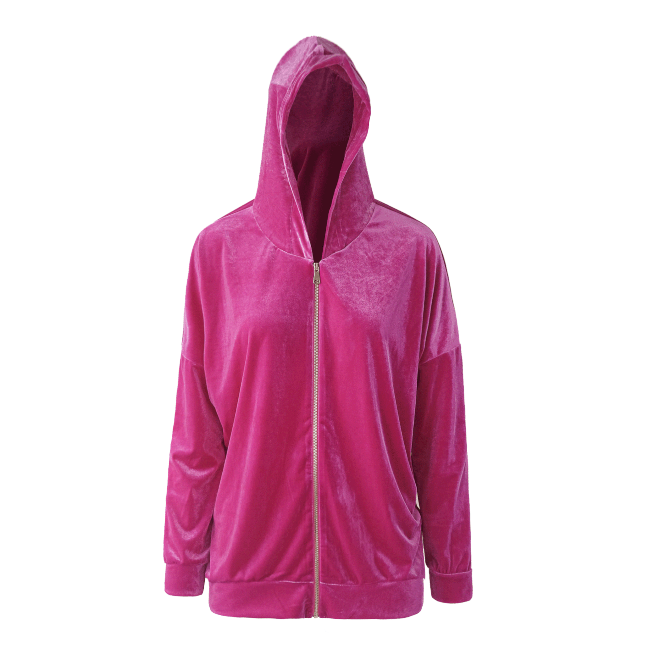 Felpa ADRIEN ciniglia fucsia con cappuccio - vista frontale Day&Night Collection