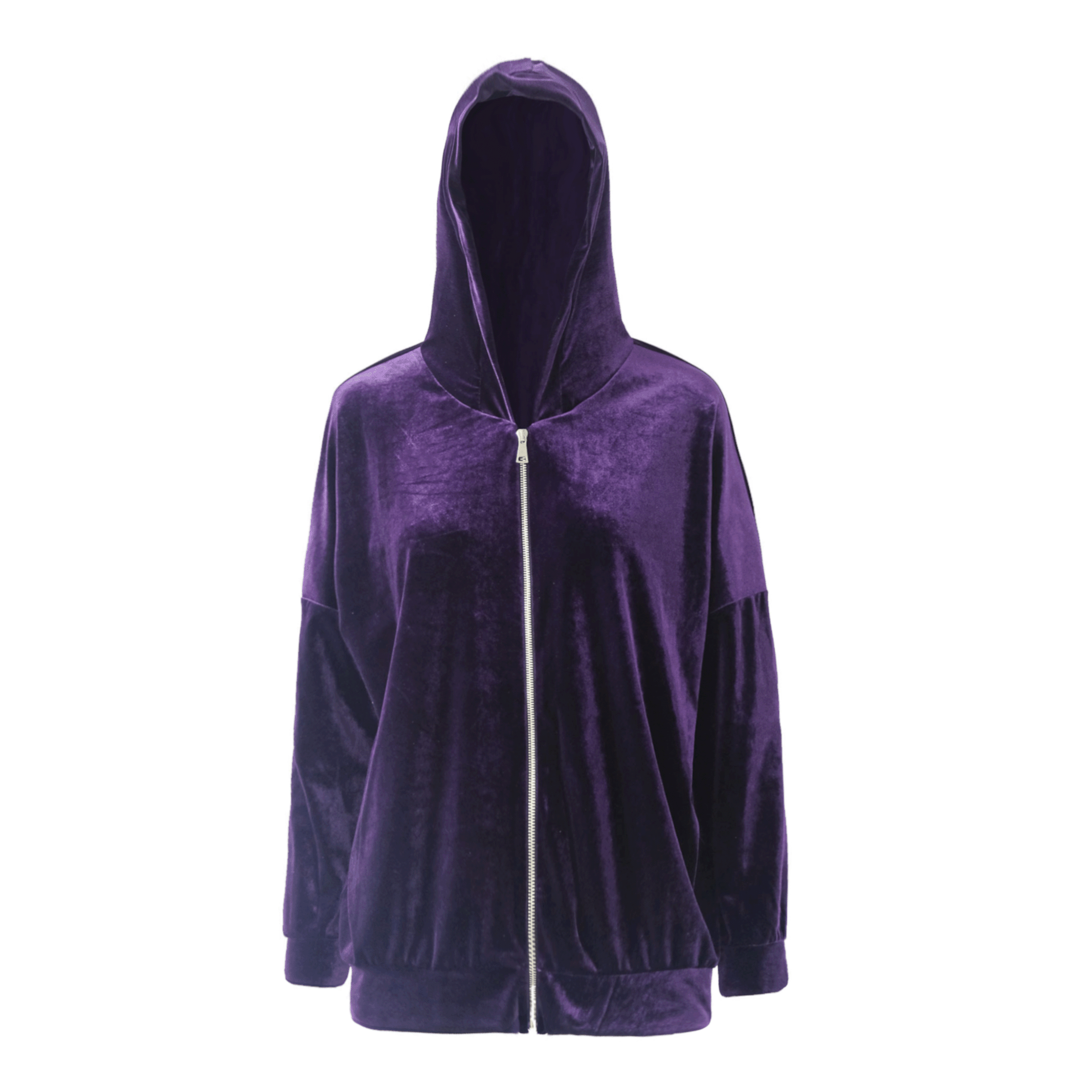 Felpa ADRIEN ciniglia viola con cappuccio - vista frontale Day&Night Collection