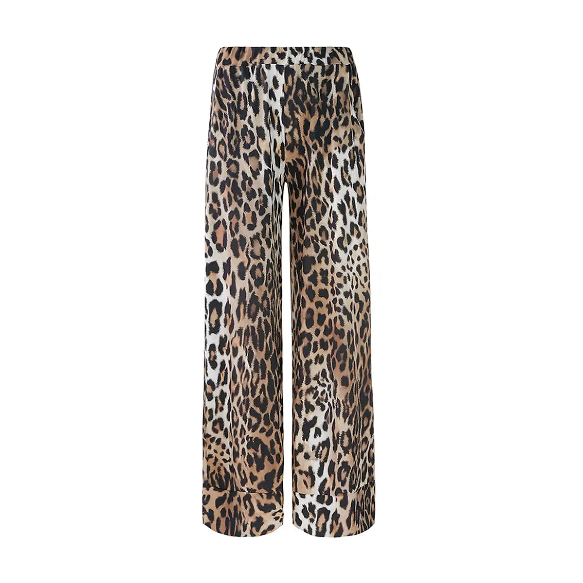AIDA pantaloni palazzo in lycra di Alessandra Gallo in fantasia Animalier - eleganti pantaloni Made in Italy - Stretch Collection - vista frontale
